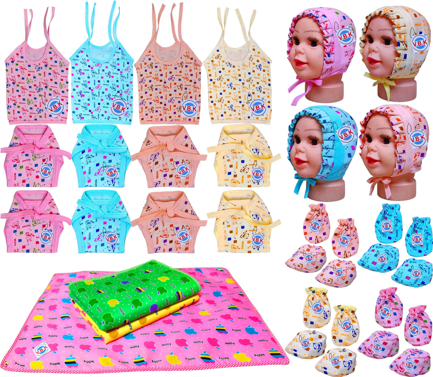 Image of V.B.K Baby Clothes With Jabla,Nappy, Mitten Booties and Cap and Mattress,0 to 6 Months