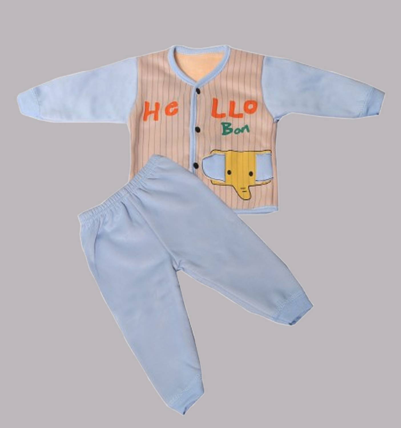 The Cheeky Kidzz Premium 2 Pieces Newborn Baby Printed Winter Top Bottom Pajami Keeps Baby Warm
