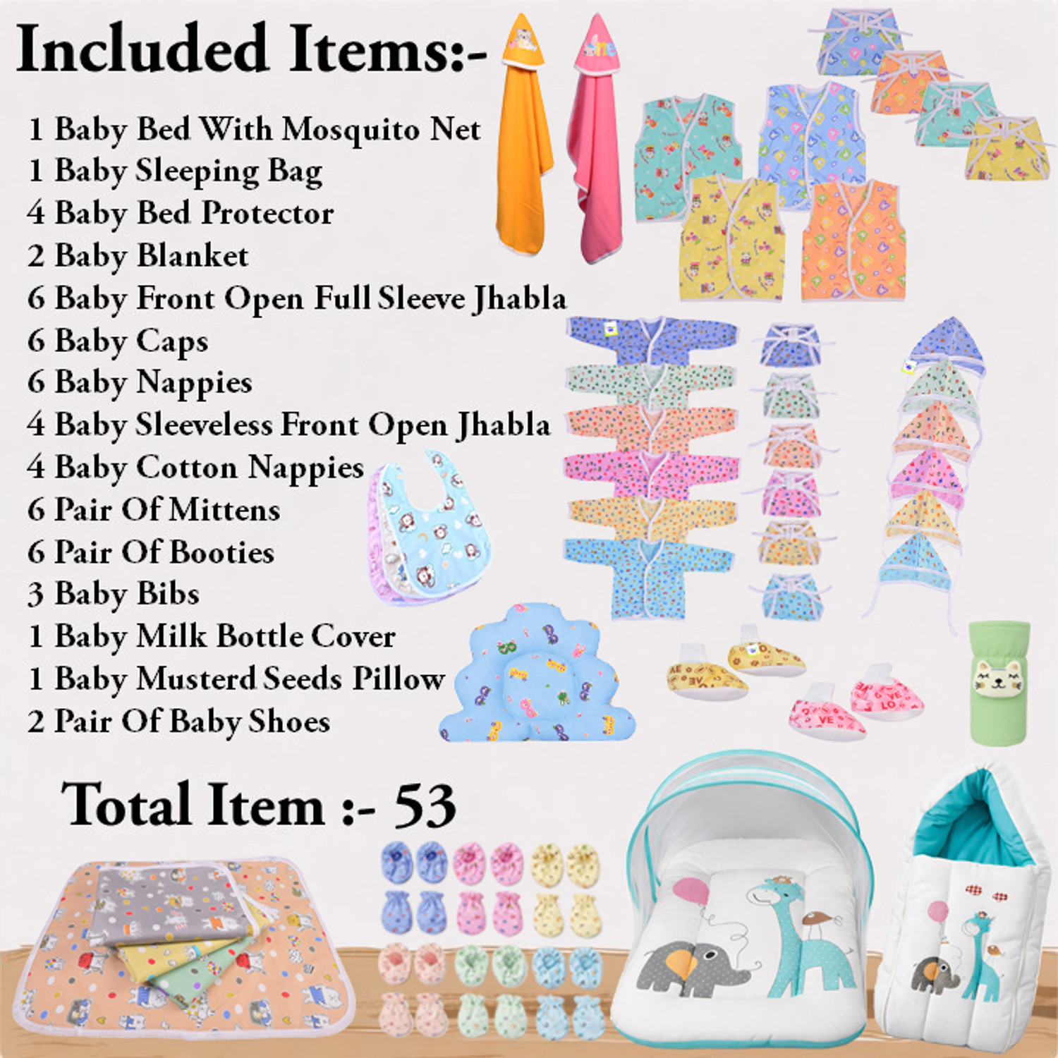 Image of Toddylon New Born Baby 53 Items In 1 Combo Pack