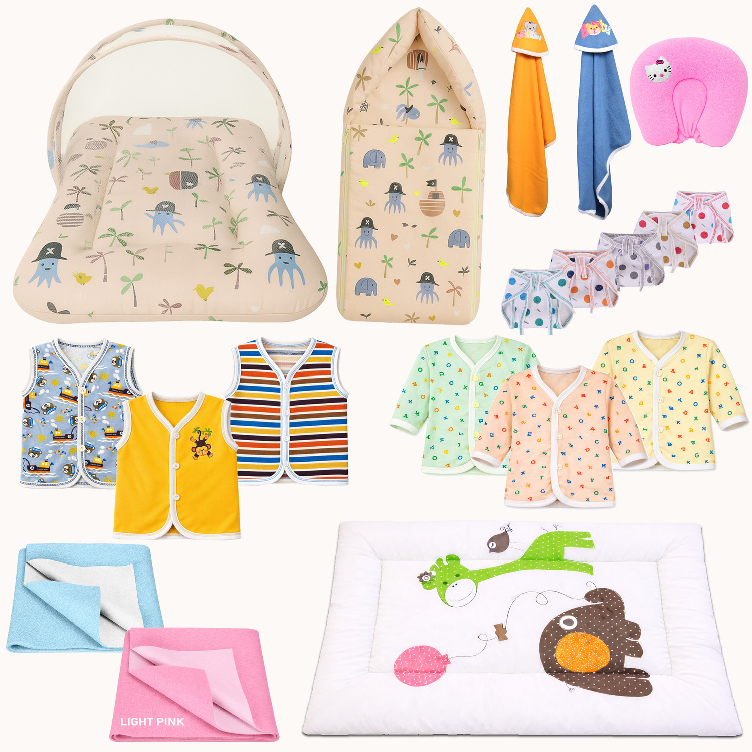 Image of Kwitchy New Born Baby Unisex Bedding & Clothing Set Combo Pack