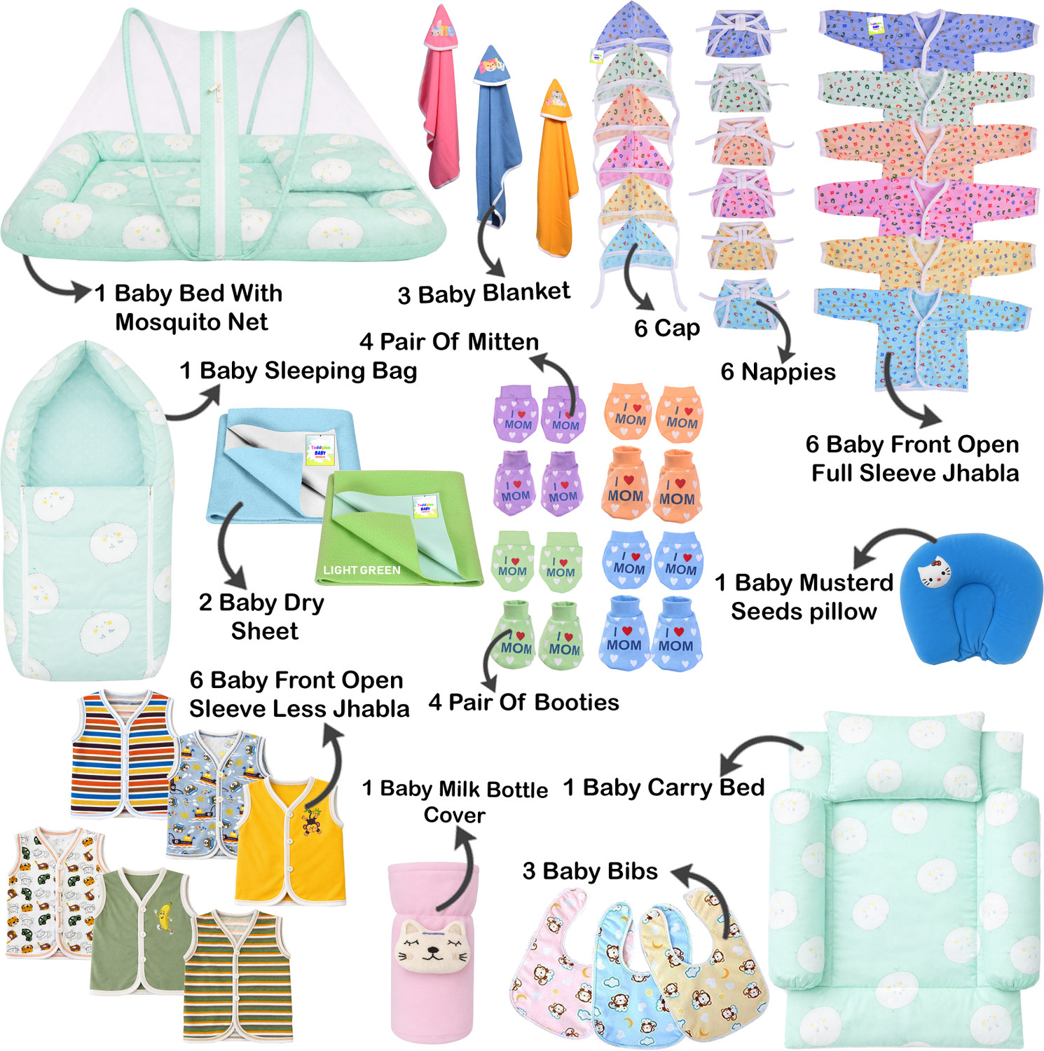 Image of Toddylon New Born Welcome Baby kit 45 Item In 1 Combo Pack