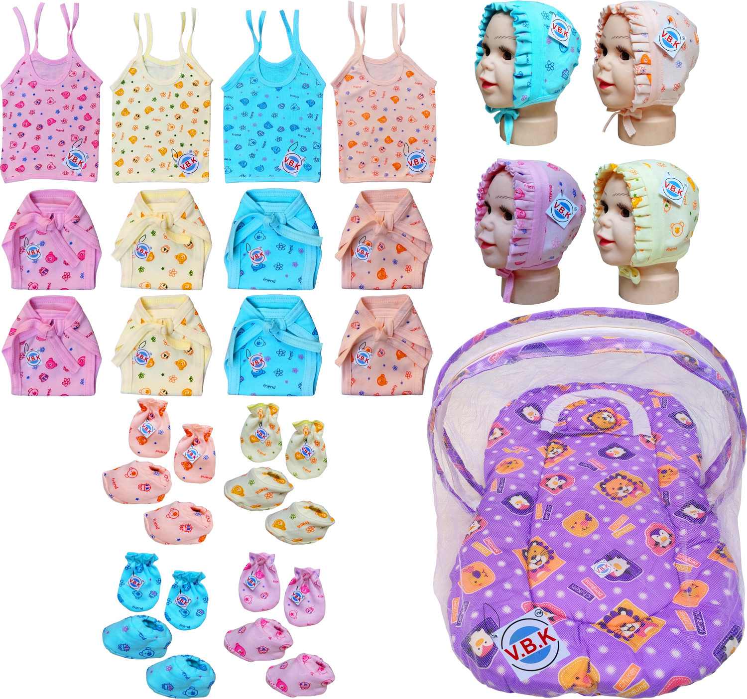 Image of V.B.K Baby Clothes Combo Set /Baby Gift Set With 21 Items,0 to 6 Months, Hosiery Fabric