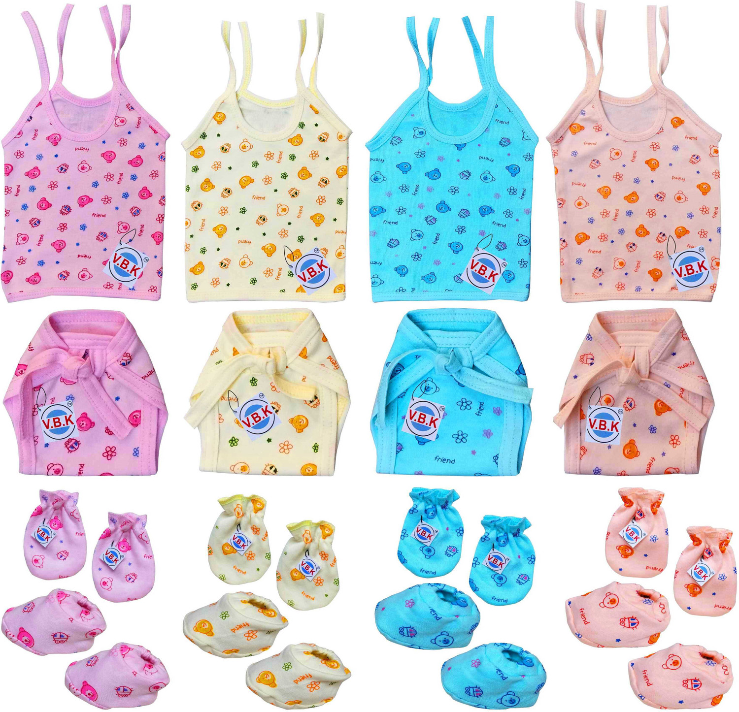Image of V.B.K Infant Clothing Set With Jabla,Nappy,Mitten and Booties,0-6 Month,Hosiery