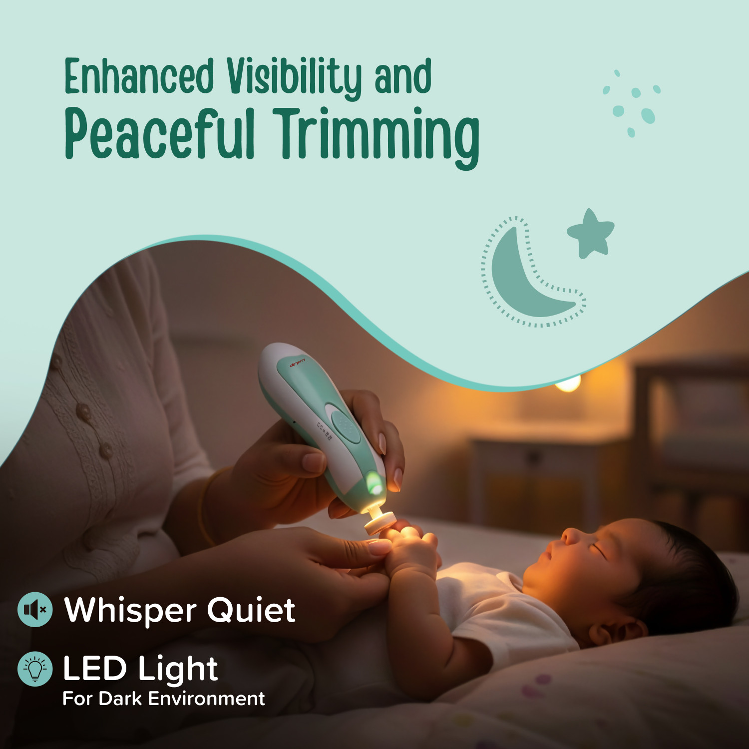 Image of LuvLap Electric Nail Trimmer For Baby & Mother with Light, Electric Baby Nail Cutter