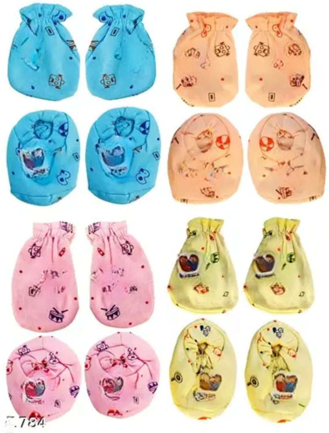 Image of frazix Baby Jhabla 4 Pcs ,8pcs Nappy 4set mittens ,Hosiery Soft Quality BrandeMaterial
