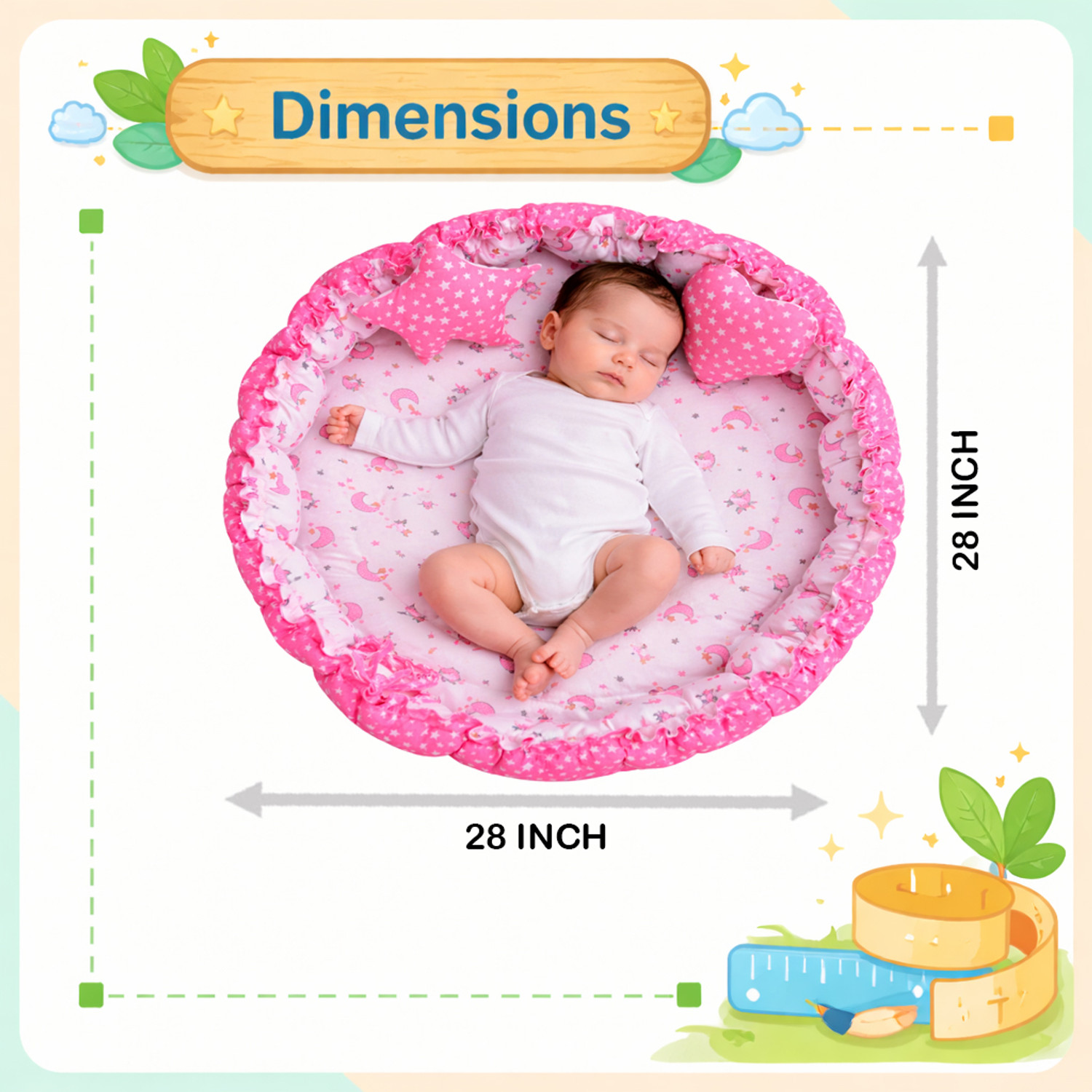 Image of Toddylon New Born Baby Reversible Bed & Daily Essential Items Combo (0-6 Month)