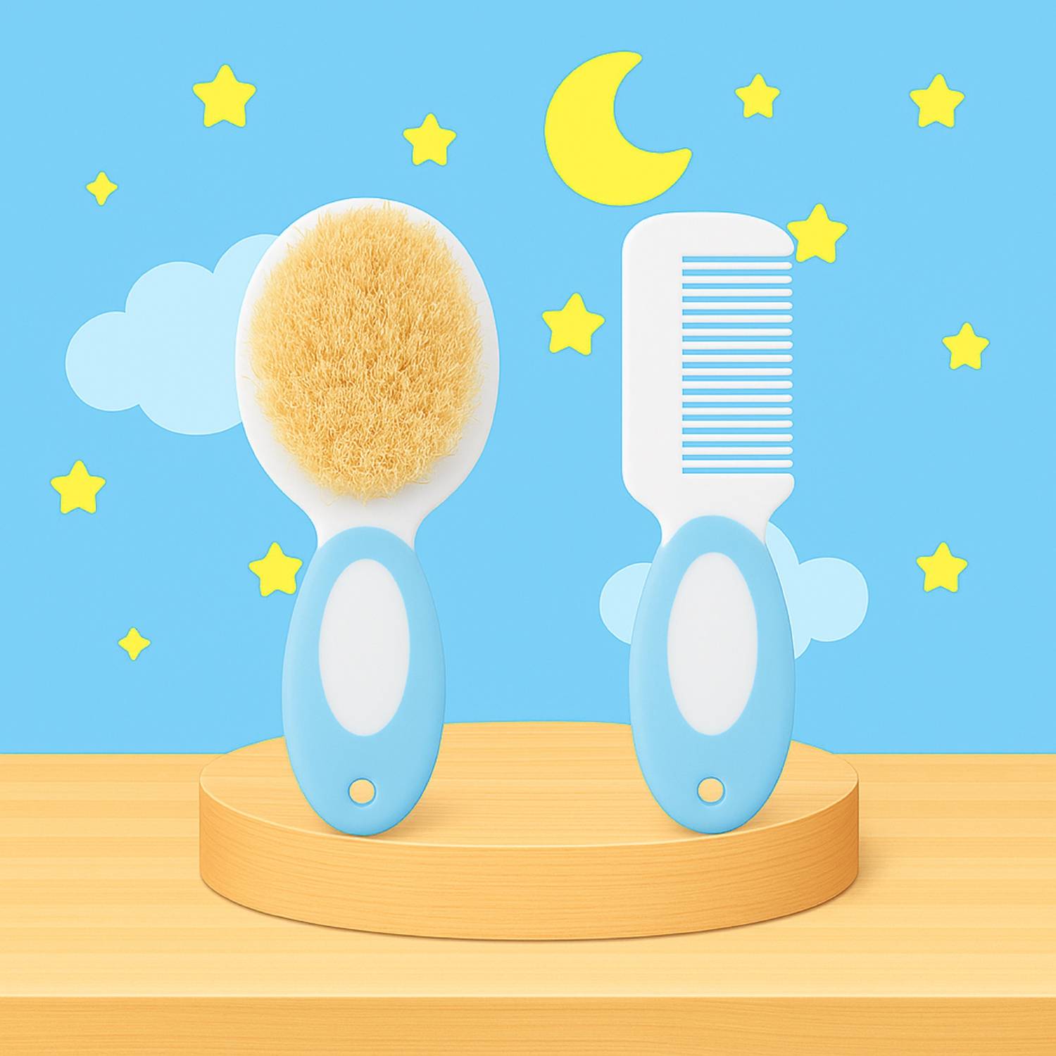 The Cheeky Kidzz Baby Hair Care Comb And Soft Bristles Brush for Newborns and Toddlers BPA Free