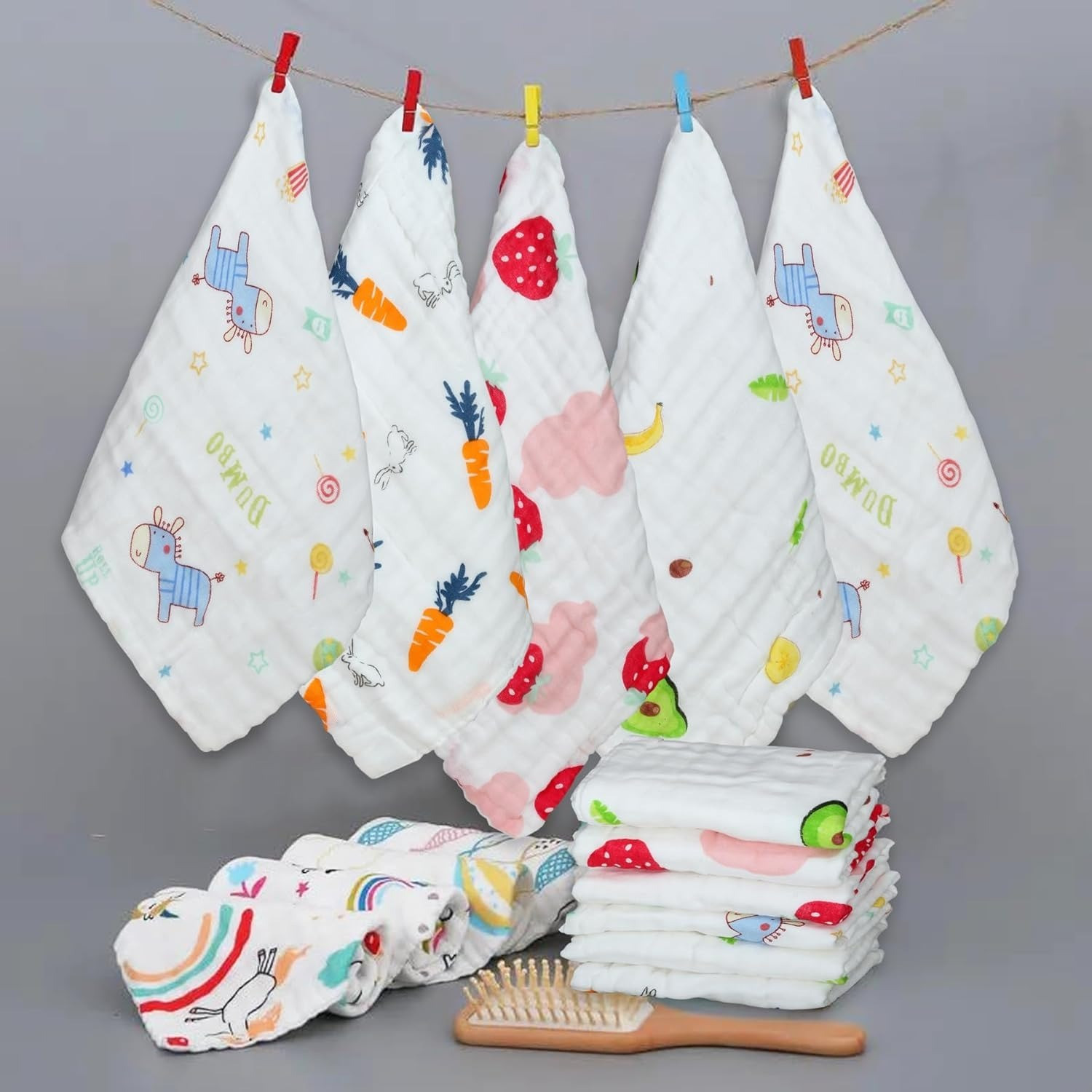 Image of Goyoku Muslin 6 Layer Cotton Face Towels for Newborn Baby Extra Soft Hankies Reusable