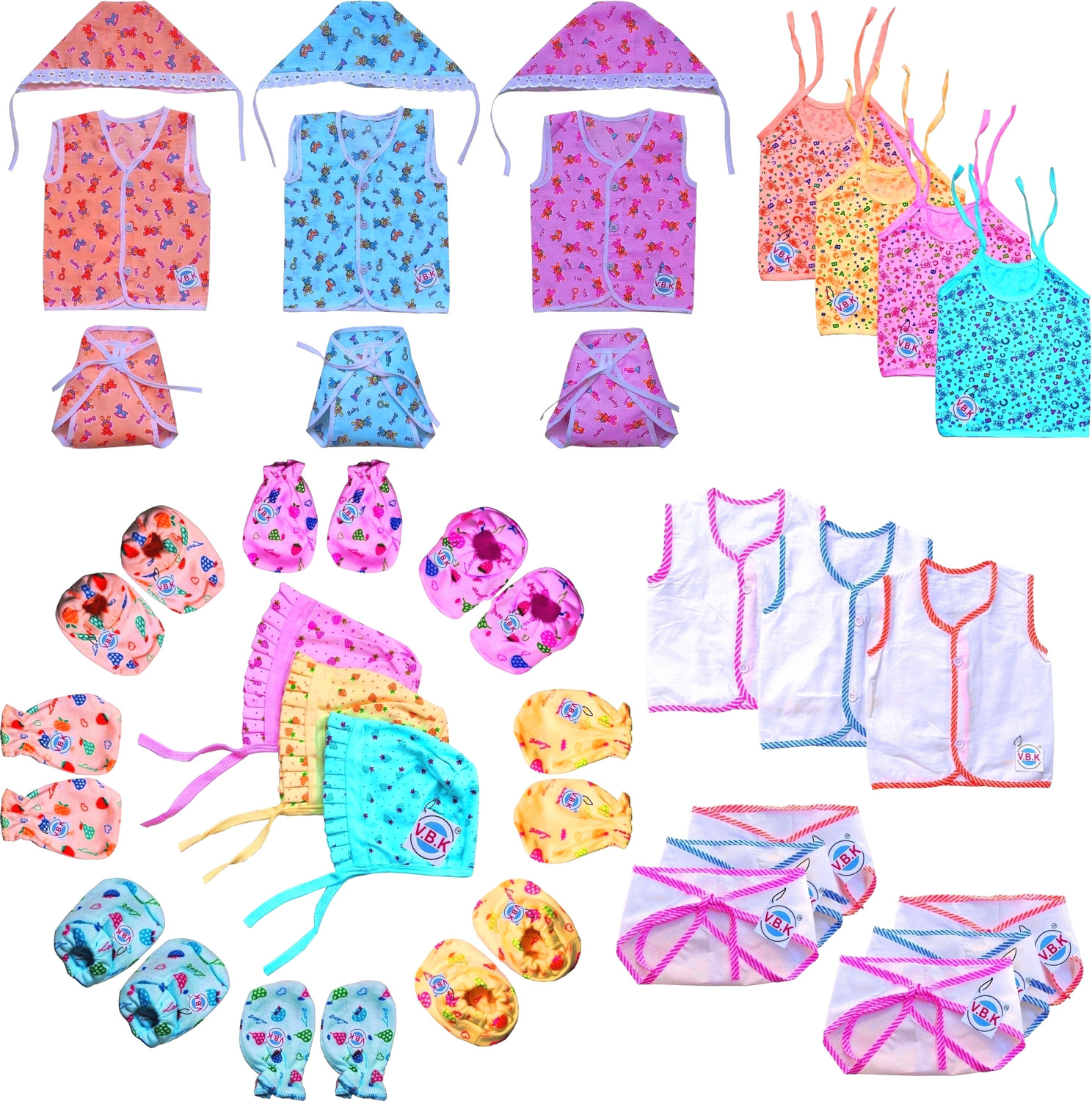 Image of V.B.K Baby Boy and Baby Girl Clothes Set Combo, 0 to 6 Months, Hosiery