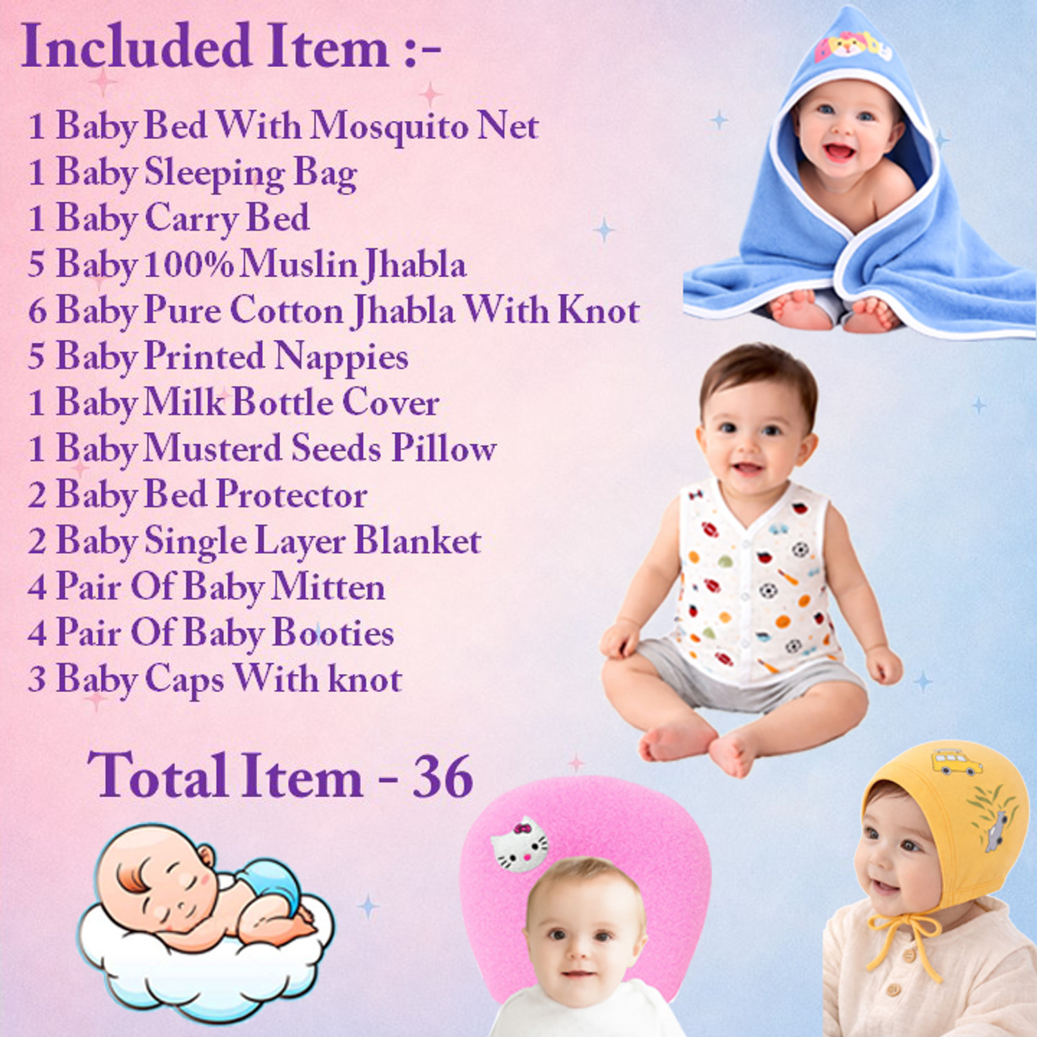 Image of Toddylon Summer Season Welcome Baby Combo Pack 36 Item