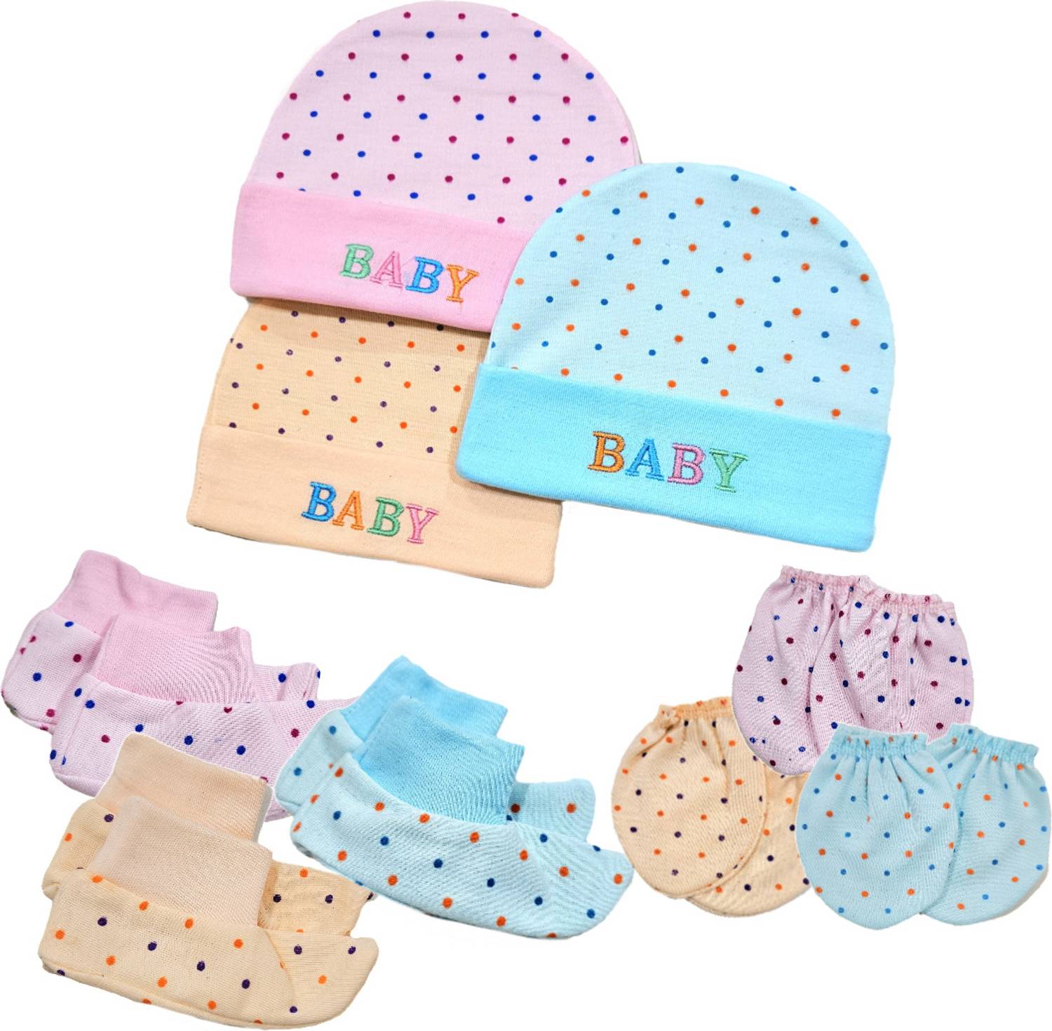 BRANDONN Baby Mitten set newborn combo gift pack of cap , mitten and bootie