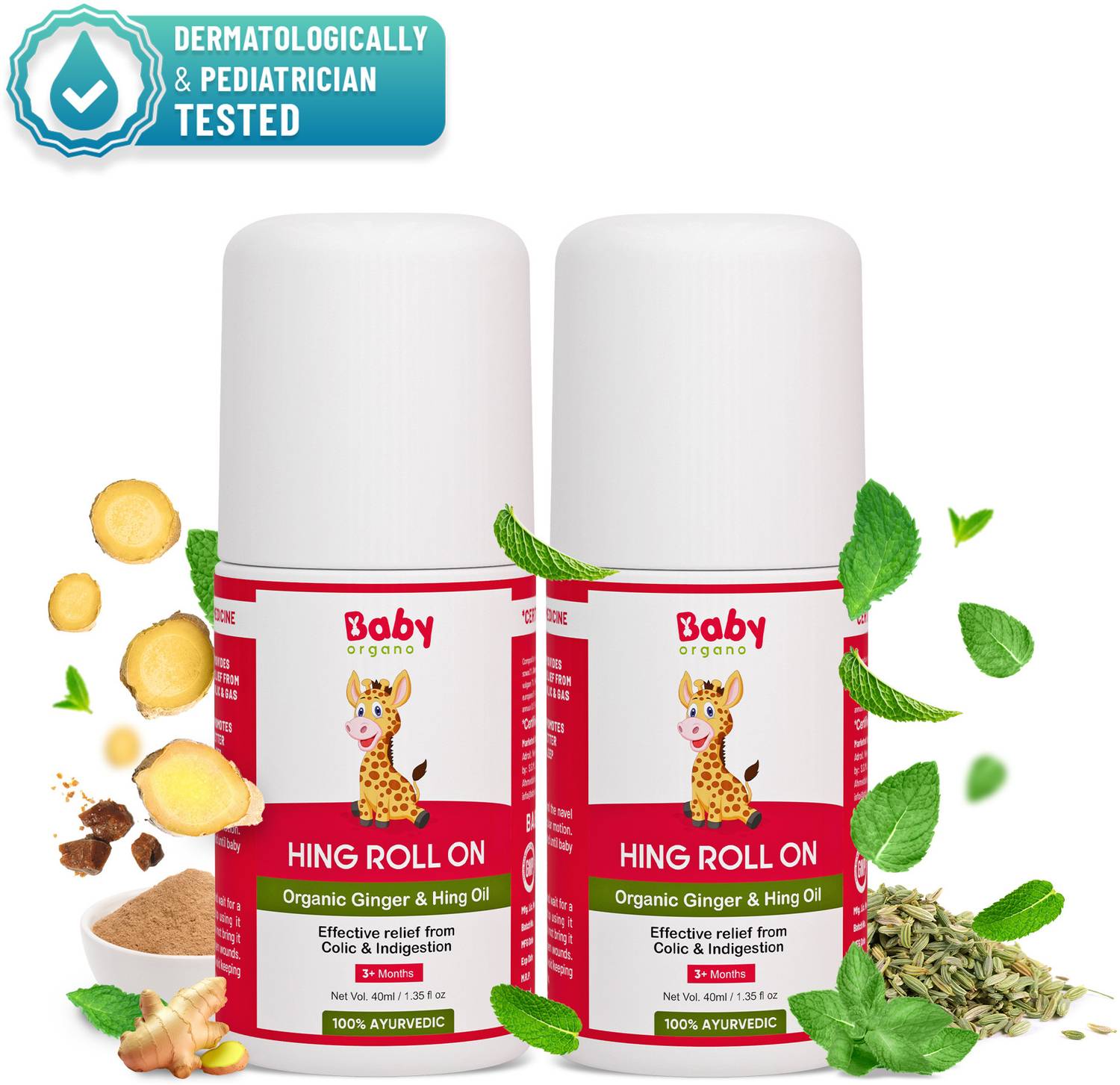 babyorgano Hing Roll-On for Colic Gas Relief Ayurvedic Formula