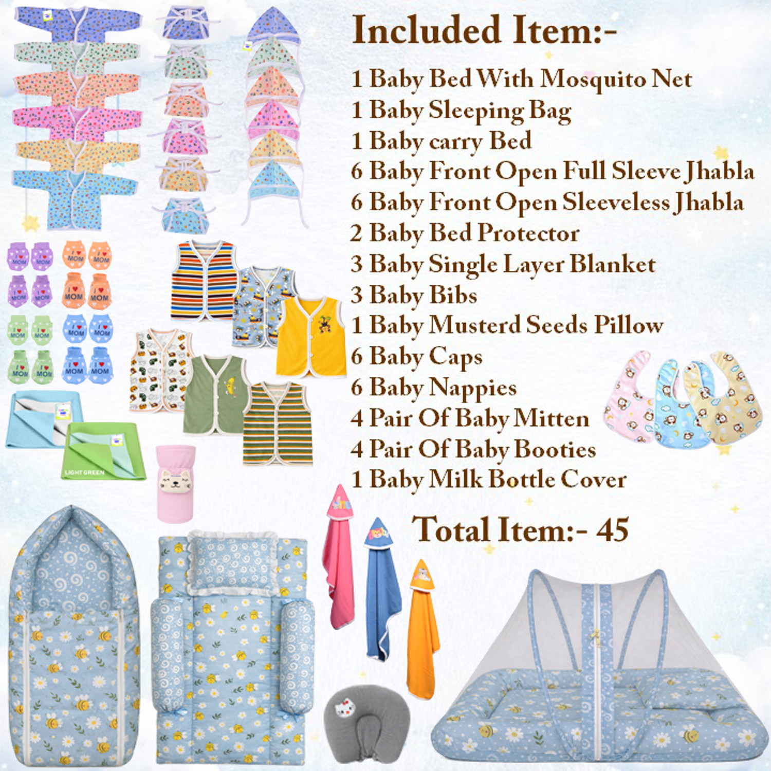 Image of Kwitchy New Born Baby Welcome combo pack 48 Item in 1 combo pack