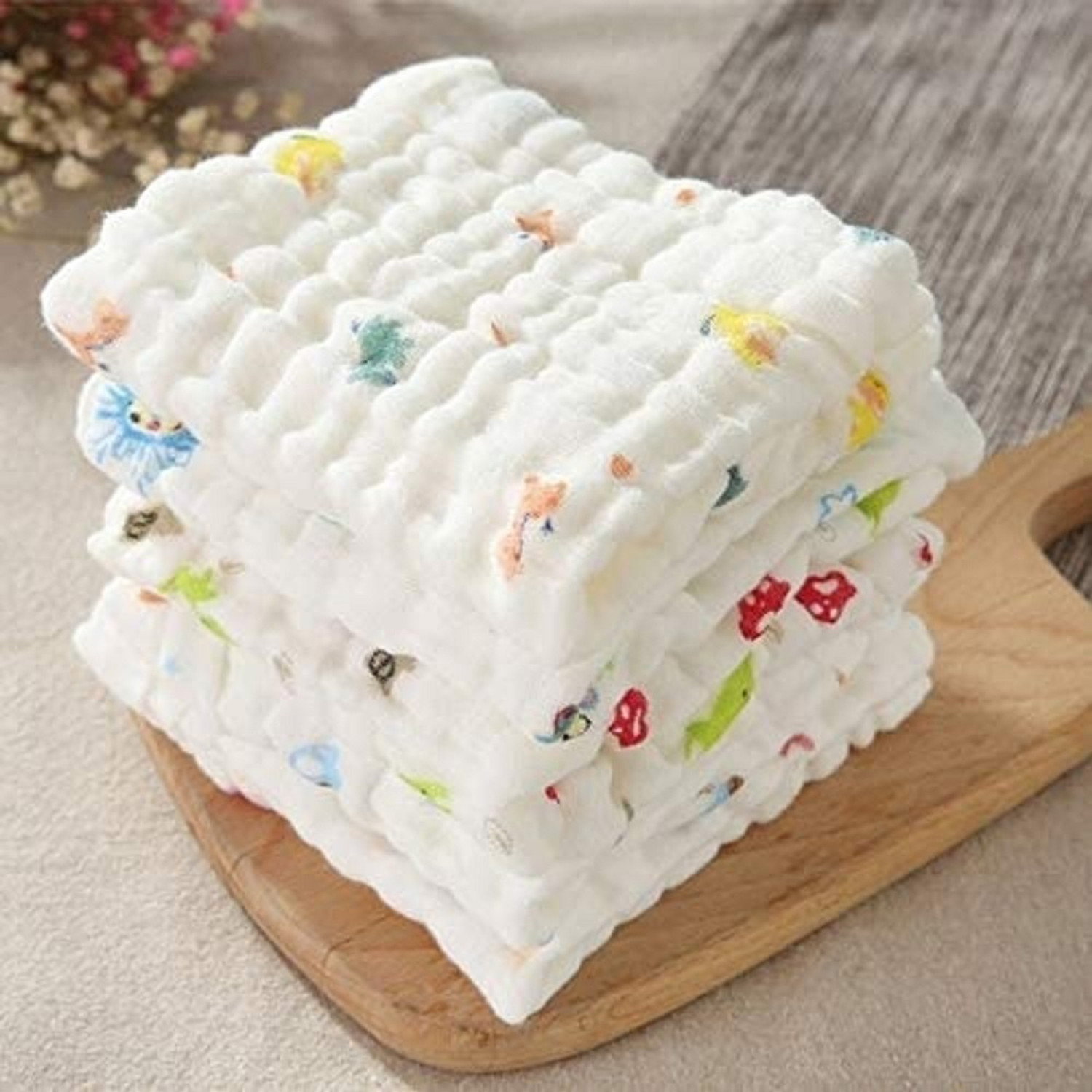 Image of Romzen Printed Soft Cotton Handkerchief, Face Towels, Soft Napkin For Kids Multicolor