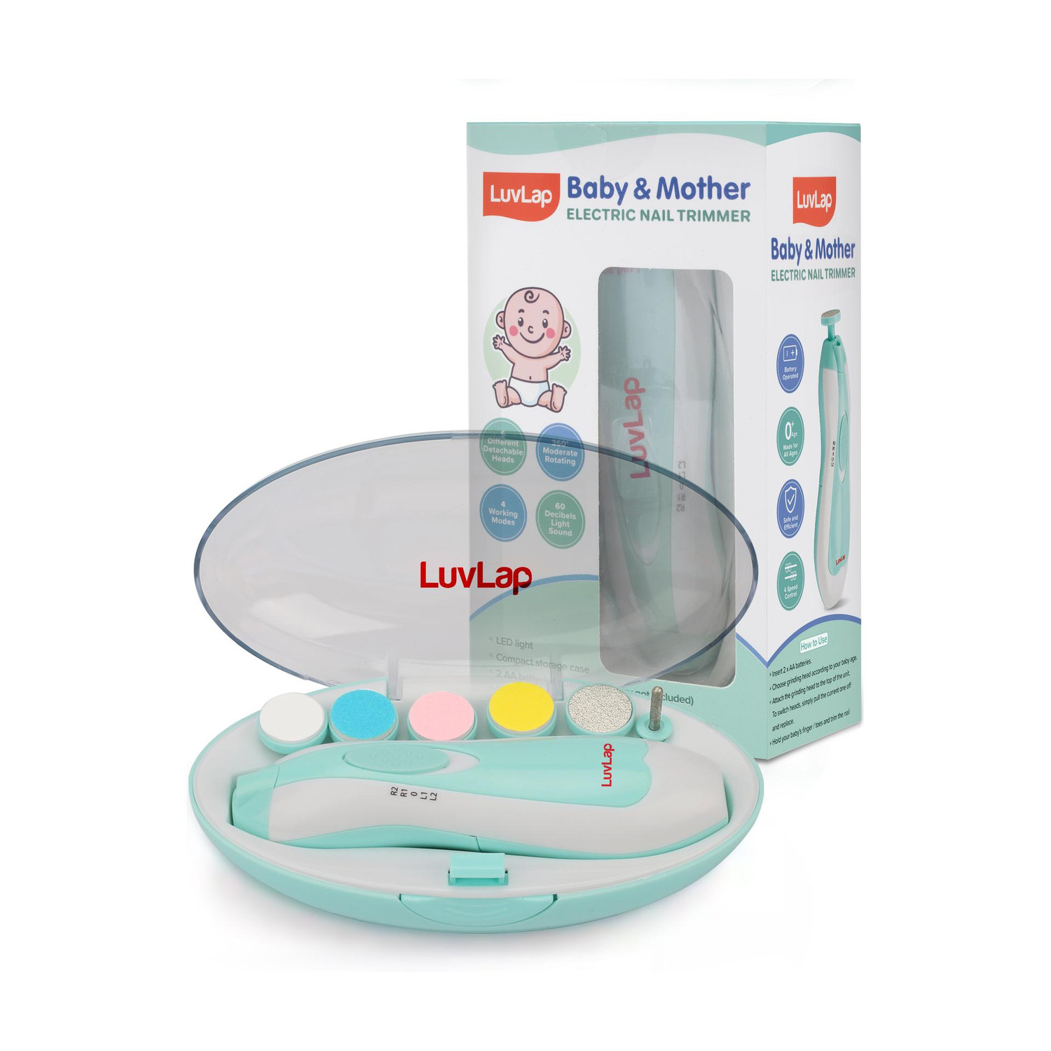 Image of LuvLap Electric Nail Trimmer For Baby & Mother with Light, Electric Baby Nail Cutter