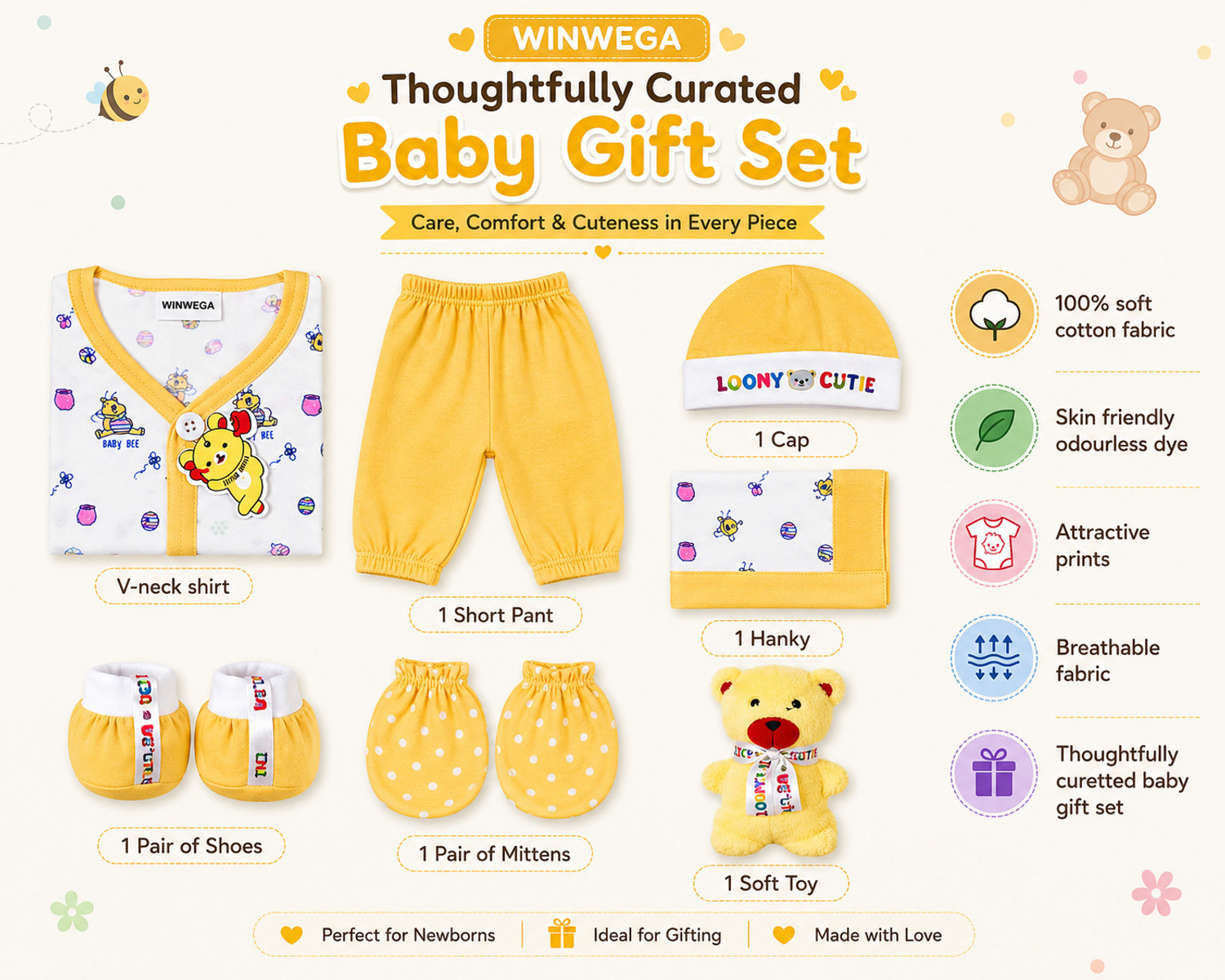 Image of Winwega NewBorn Baby 0 to 3 Month Gift set 7 Pic