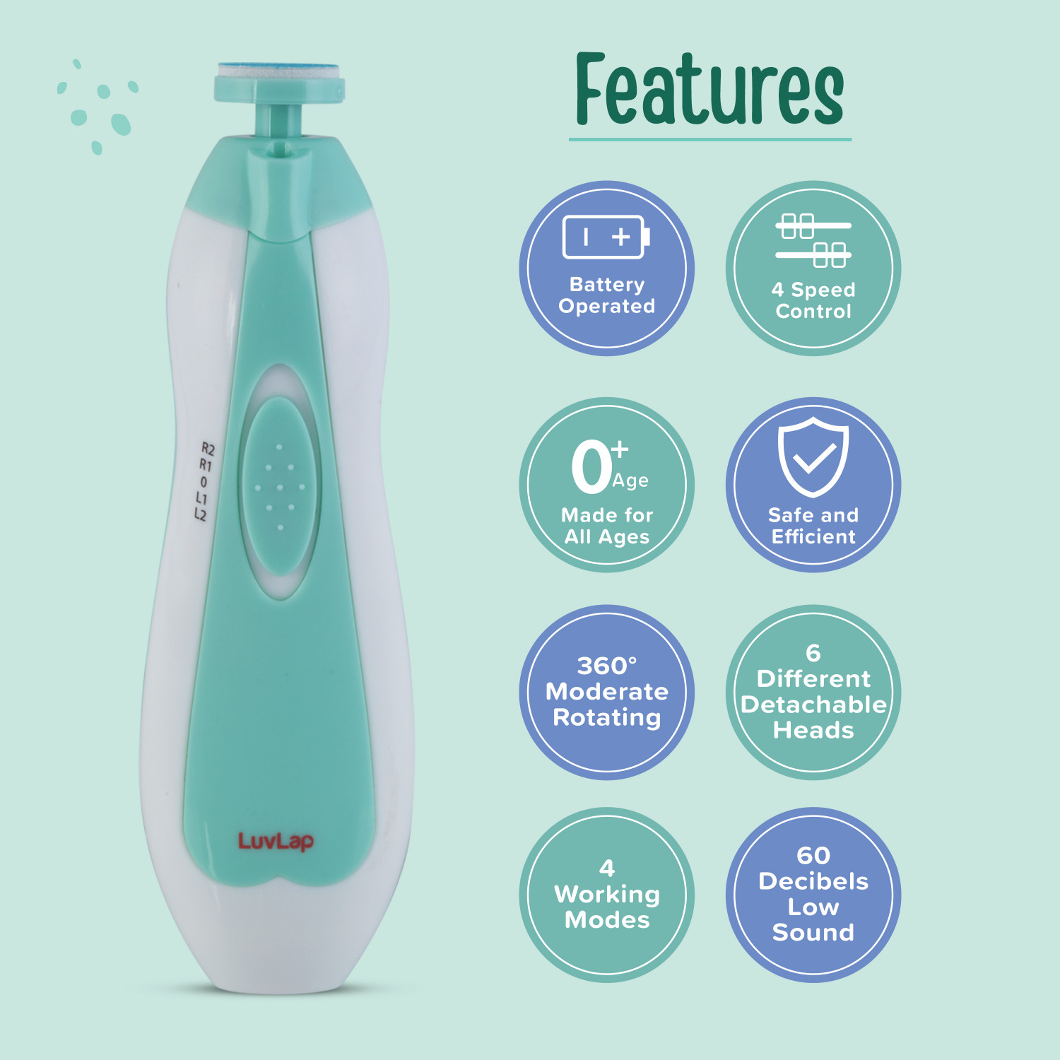 Image of LuvLap Electric Nail Trimmer For Baby & Mother with Light, Electric Baby Nail Cutter