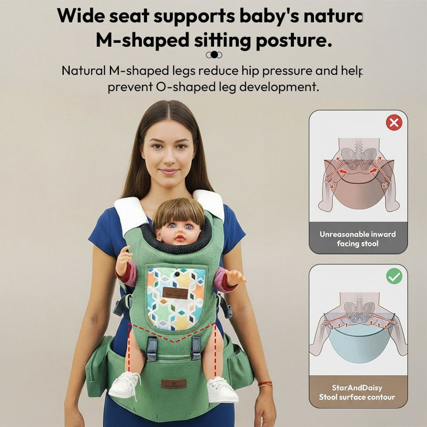 Image of StarAndDaisy 4 in 1 Baby Carrier with Hip Seat, Adjustable Carrier for Newborn to Toddler Baby Carrier