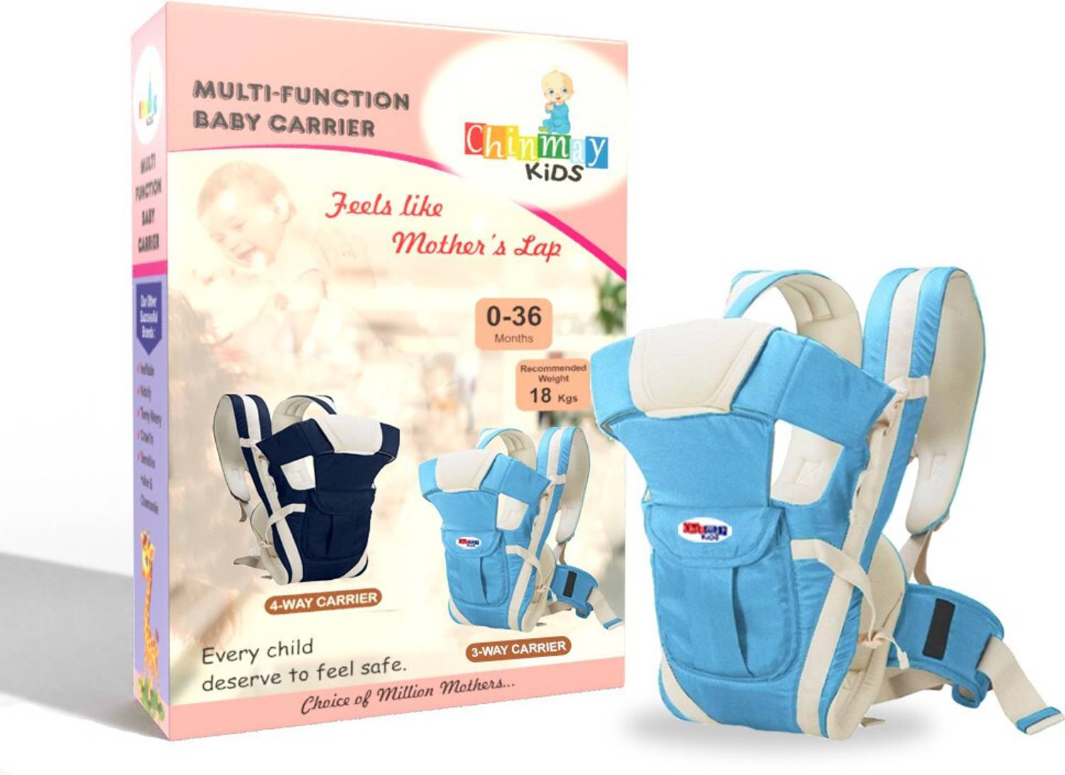 Chinmay Kids 4-in-1Adjustable Carrier Cum Kangaroo Bag/Baby Carry Sling/Back/Front Carrier Baby Carrier