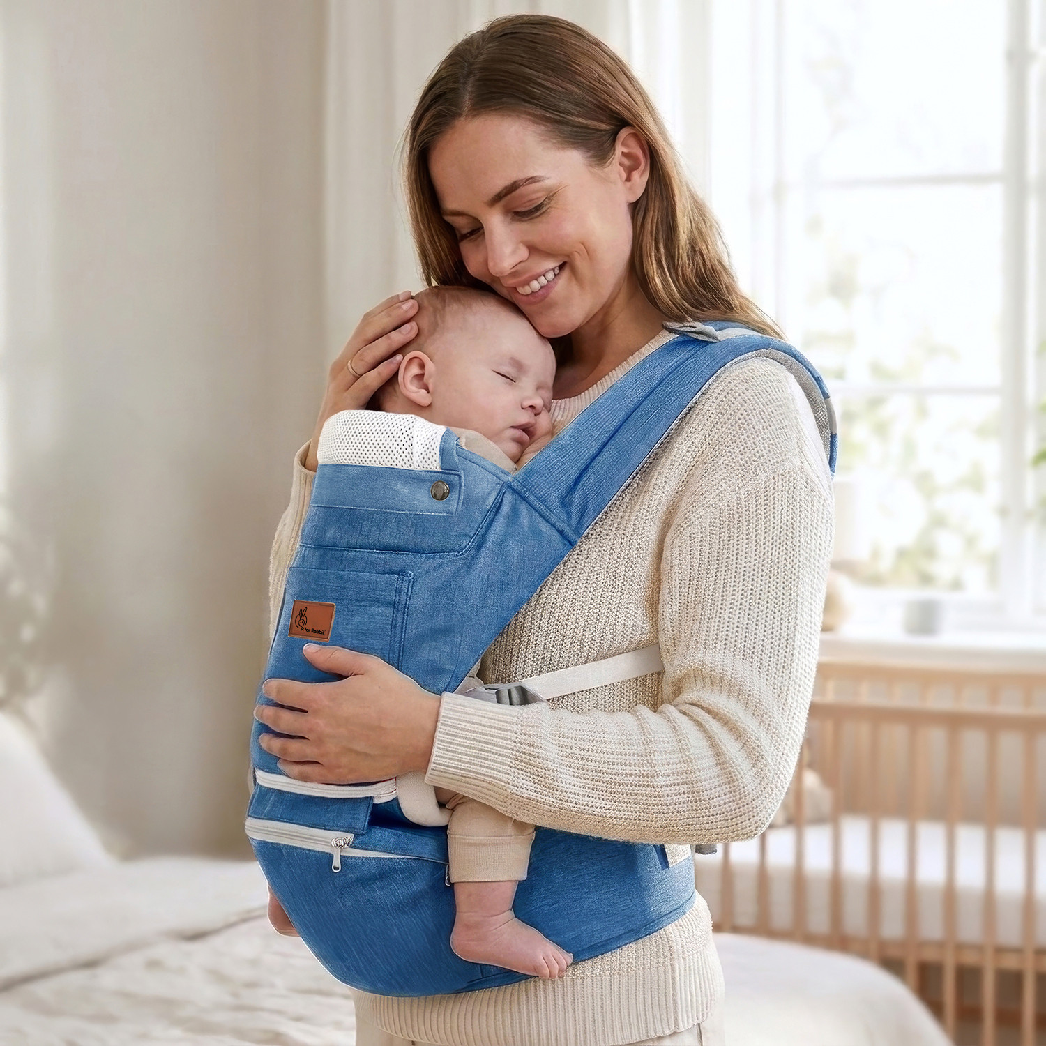 Image of R for Rabbit Upsy Daisy Ergo Baby Carrier | Adjustable Lumbar Strap | 8-in-1 Ergonomic Baby Carrier
