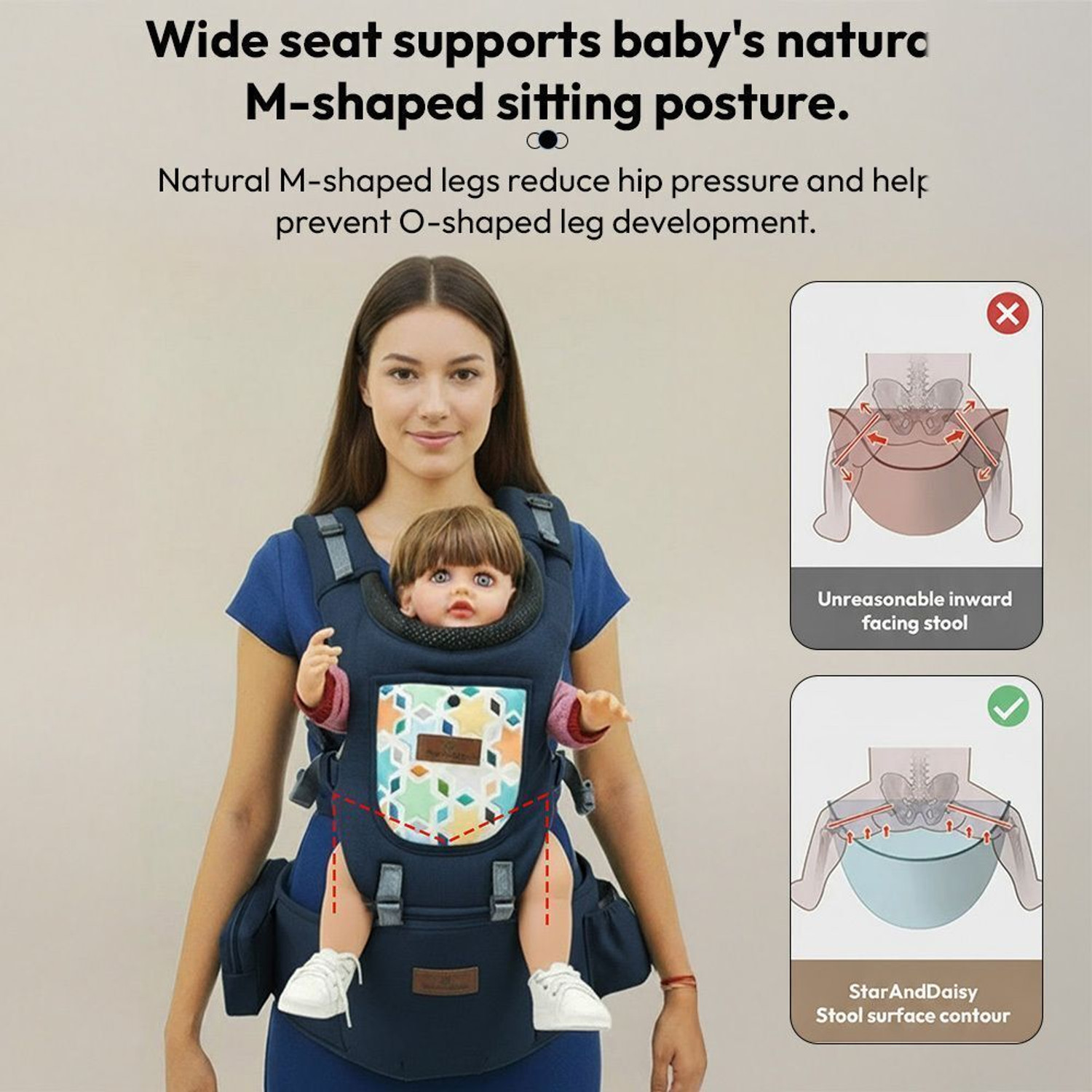Image of StarAndDaisy 4 in 1 Baby Carrier with Hip Seat, Adjustable Carrier for Newborn to Toddler Baby Carrier
