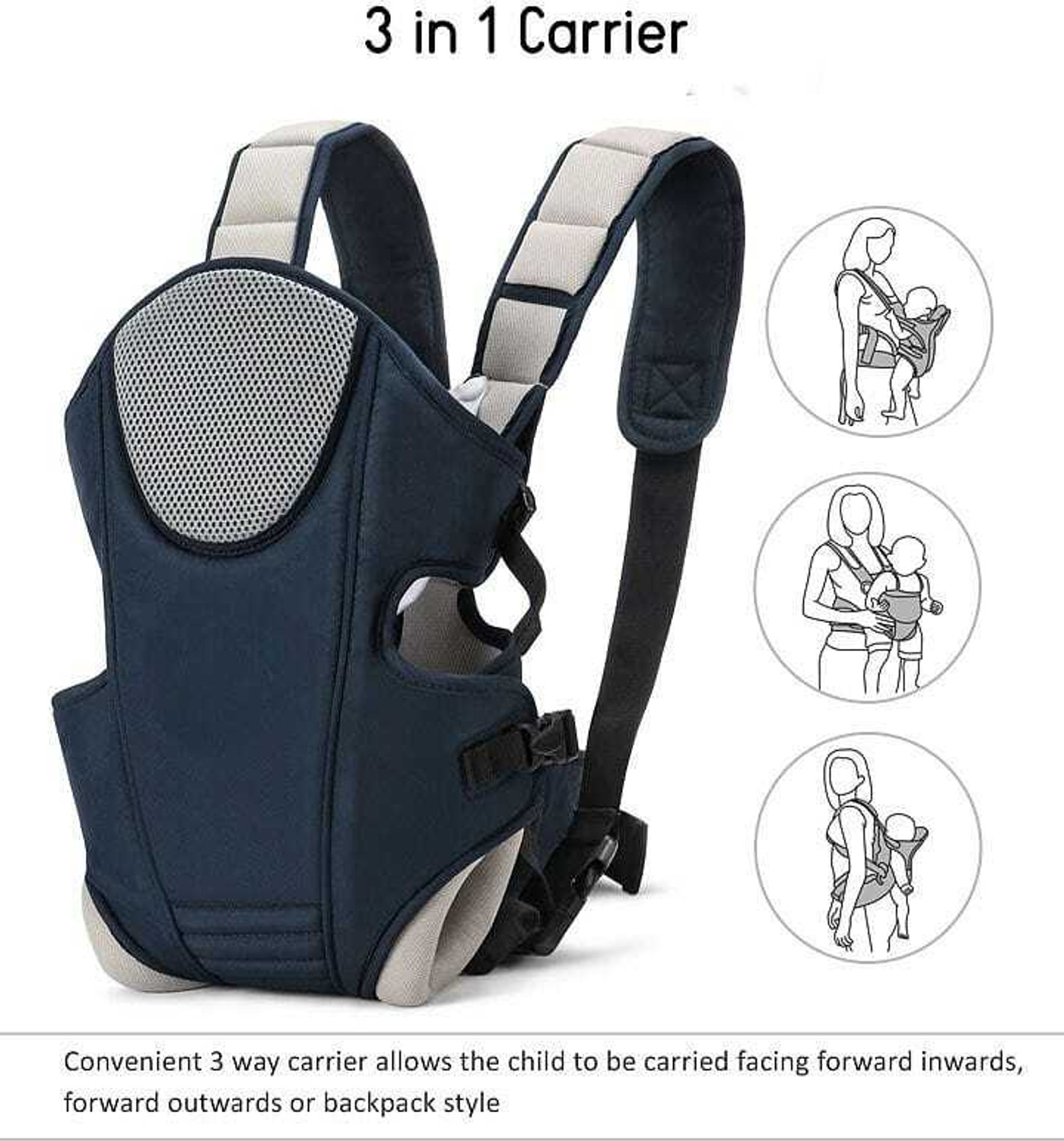 Image of Zencarfit kids Baby Carrier Bag for 0 to 18 Month Baby, with 3 Carry Positions Baby Carrier