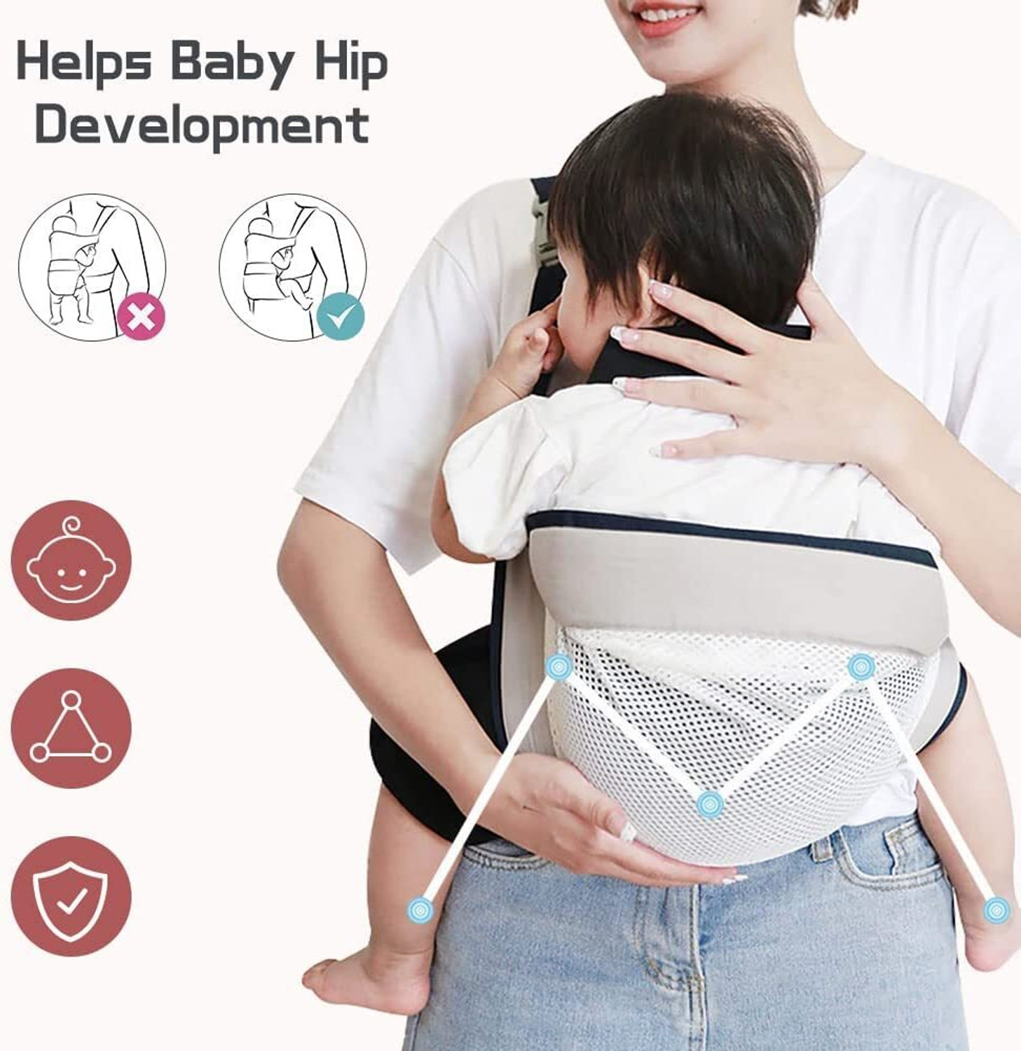 Image of StayWay Thick Shoulder Straps Baby Sling Wrap for Newborn, Breathable Baby Carrier