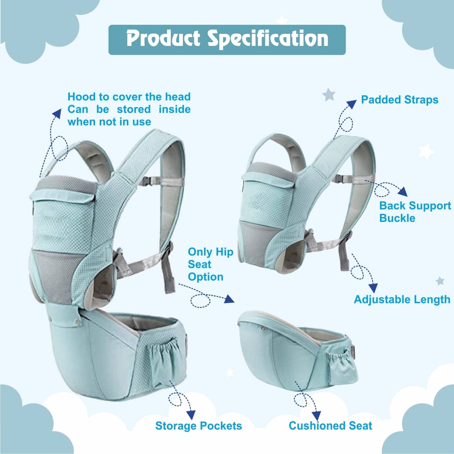 MEDITIVE Baby Carrier with Detachable Hip Seat - Image 3