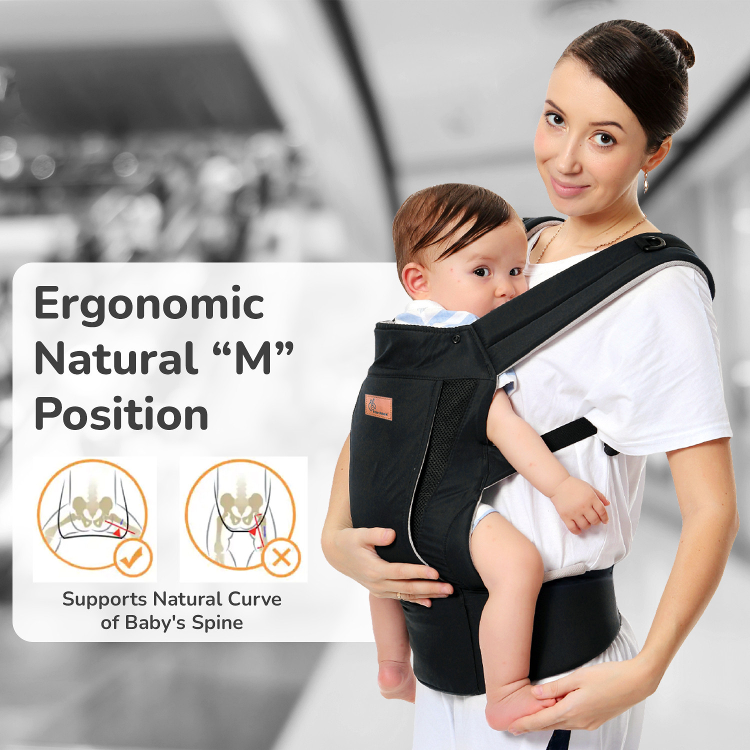 Image of R for Rabbit Comfy Hug Ergo Baby Carrier | Adjustable Lumbar Strap | 2-in-1 baby carrier Baby Carrier
