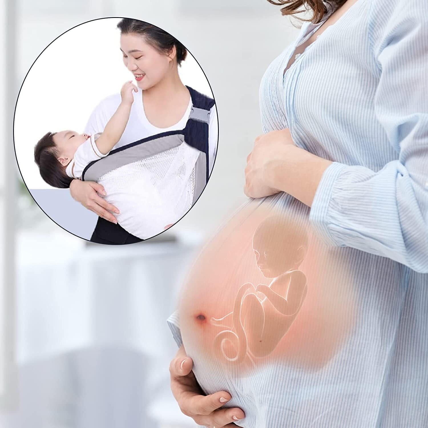 Image of StayWay Thick Shoulder Straps Baby Sling Wrap for Newborn, Breathable Baby Carrier