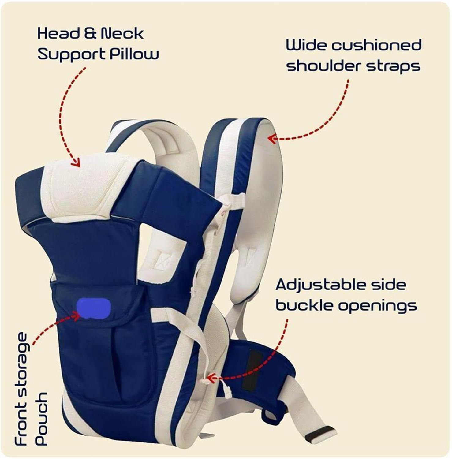 Image of Lilnino 4-in-1 Baby Carrier Premium Baby Carrier for Newborns Baby Carrier Baby Carrier (Blue, Front carry facing out)