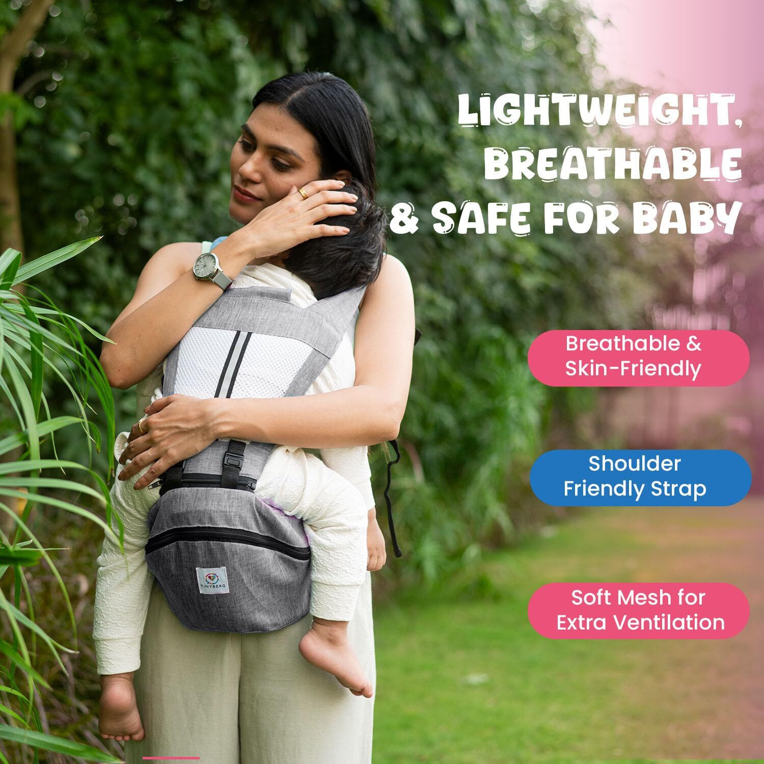 Image of TINYBERG CuddleHipsy 4-in-1 Baby Carrier with Hip Seat, Adjustable Straps & Pockets Baby Carrier
