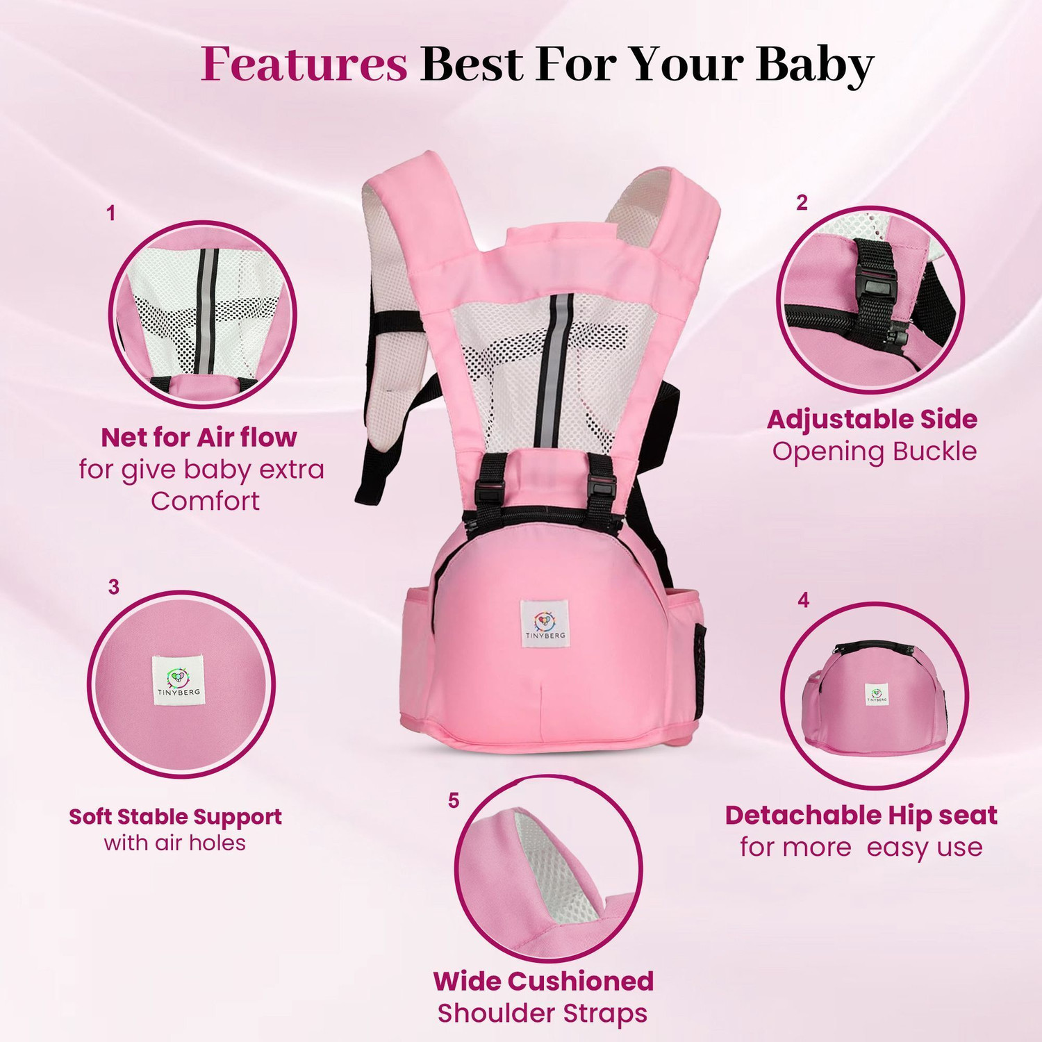 Image of TINYBERG Tinysnug Ultimate 4-in-1 Baby Carrier with Hip Seat Support Baby Carrier