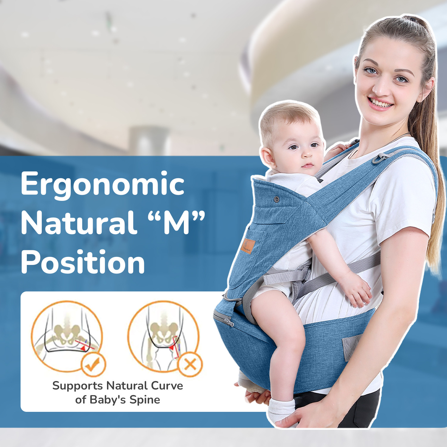 Image of R for Rabbit Upsy Daisy Ergo Baby Carrier | Adjustable Lumbar Strap | 8-in-1 Ergonomic Baby Carrier