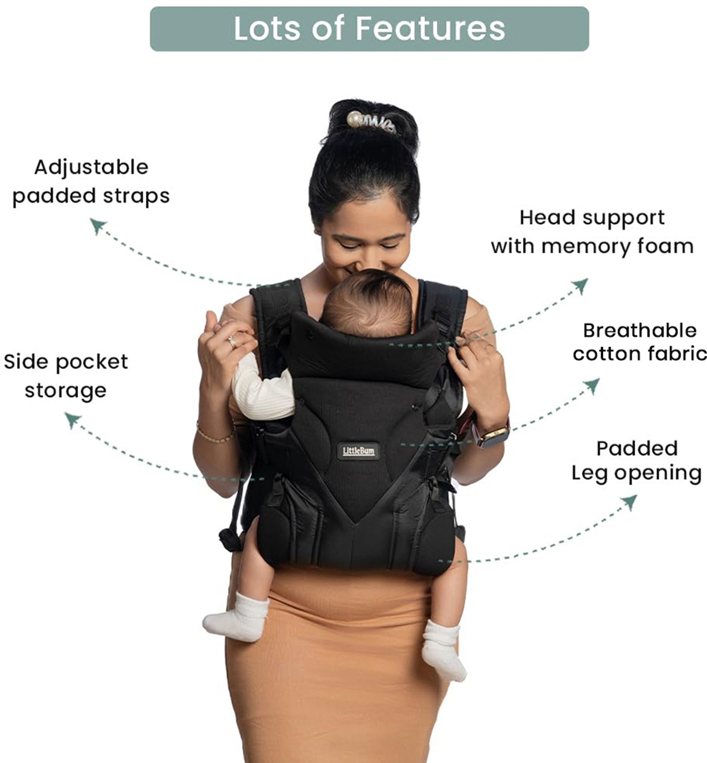 Image of LITTLEBUM Handsfree Black Shoulder Baby Carrier Baby Carrier