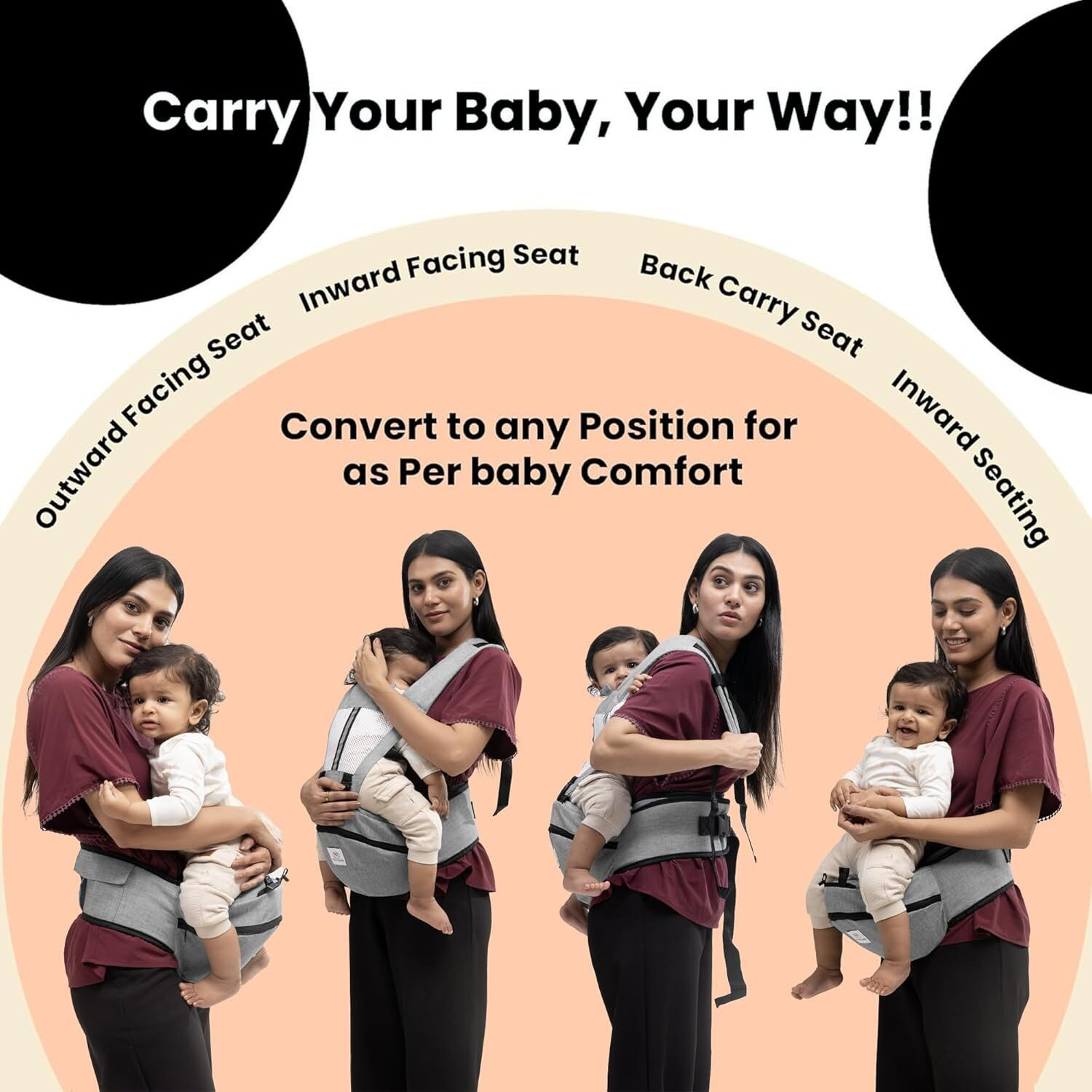 Image of TINYBERG CuddleHipsy 4-in-1 Baby Carrier with Hip Seat, Adjustable Straps & Pockets Baby Carrier