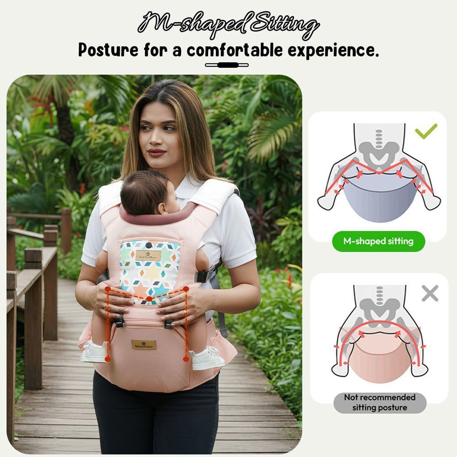 Image of StarAndDaisy 4 in 1 Baby Carrier with Hip Seat, Adjustable Carrier for Newborn to Toddler Baby Carrier
