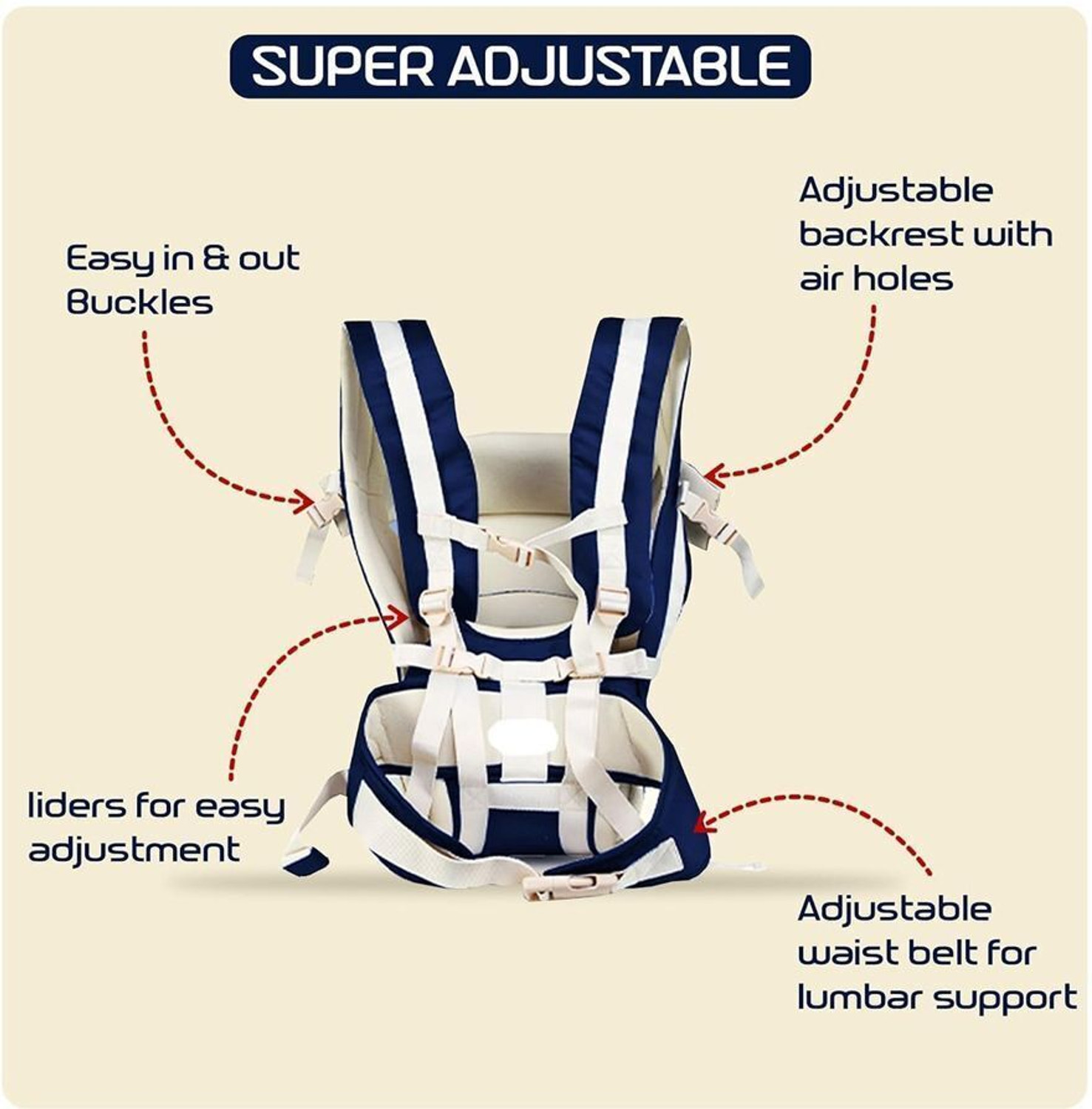Image of Lilnino 4-in-1 Baby Carrier Premium Baby Carrier for Newborns Baby Carrier Baby Carrier (Blue, Front carry facing out)