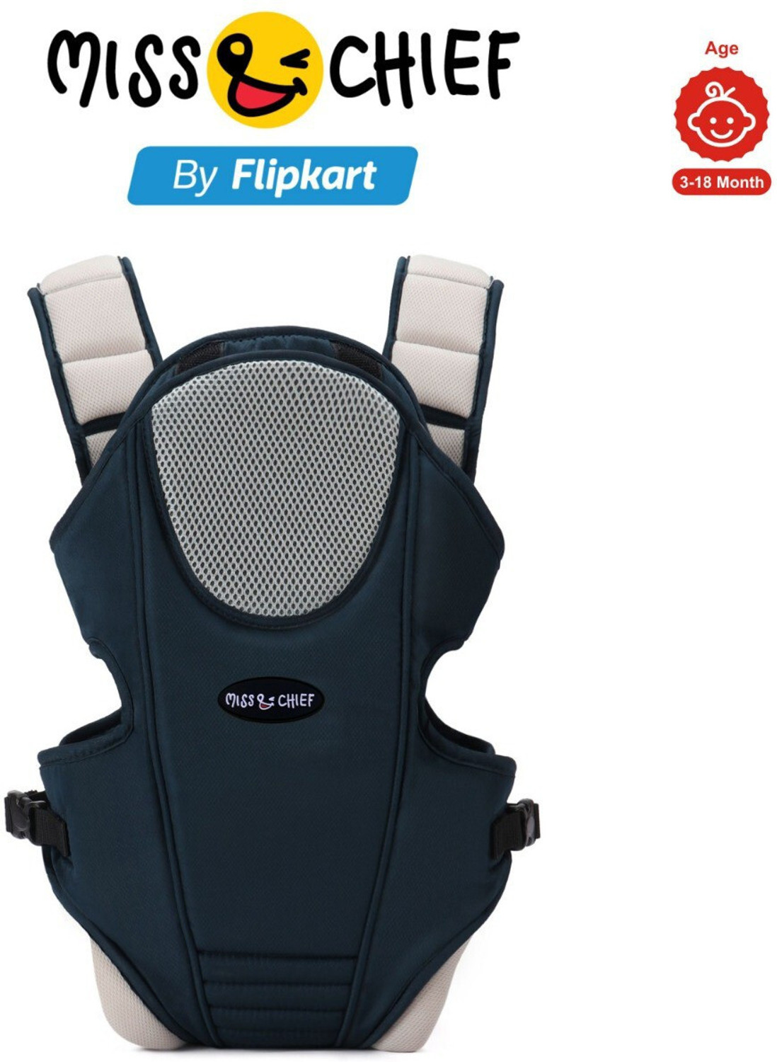 Image of Miss & Chief by Flipkart 3 Way Baby Carrier With Detachable Bib & Head Cushion Baby Carrier