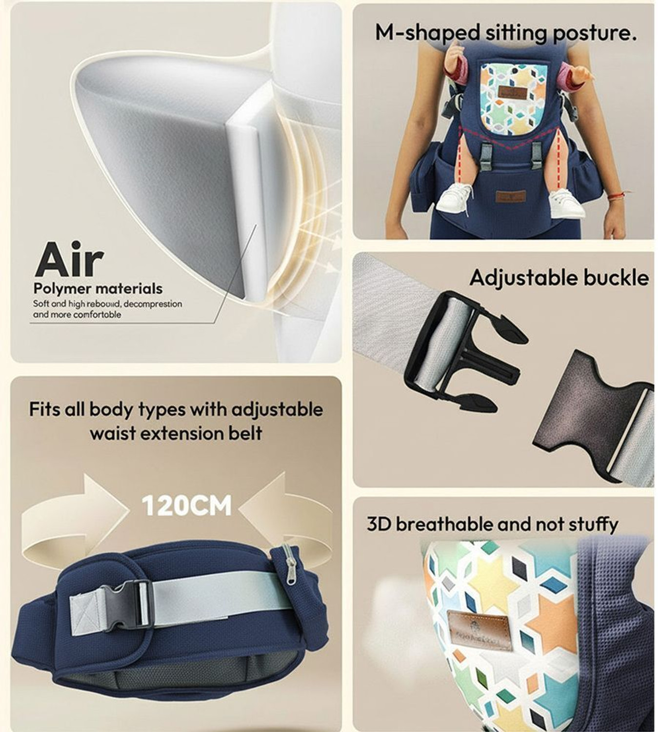 Image of StarAndDaisy 4 in 1 Baby Carrier with Hip Seat, Adjustable Carrier for Newborn to Toddler Baby Carrier