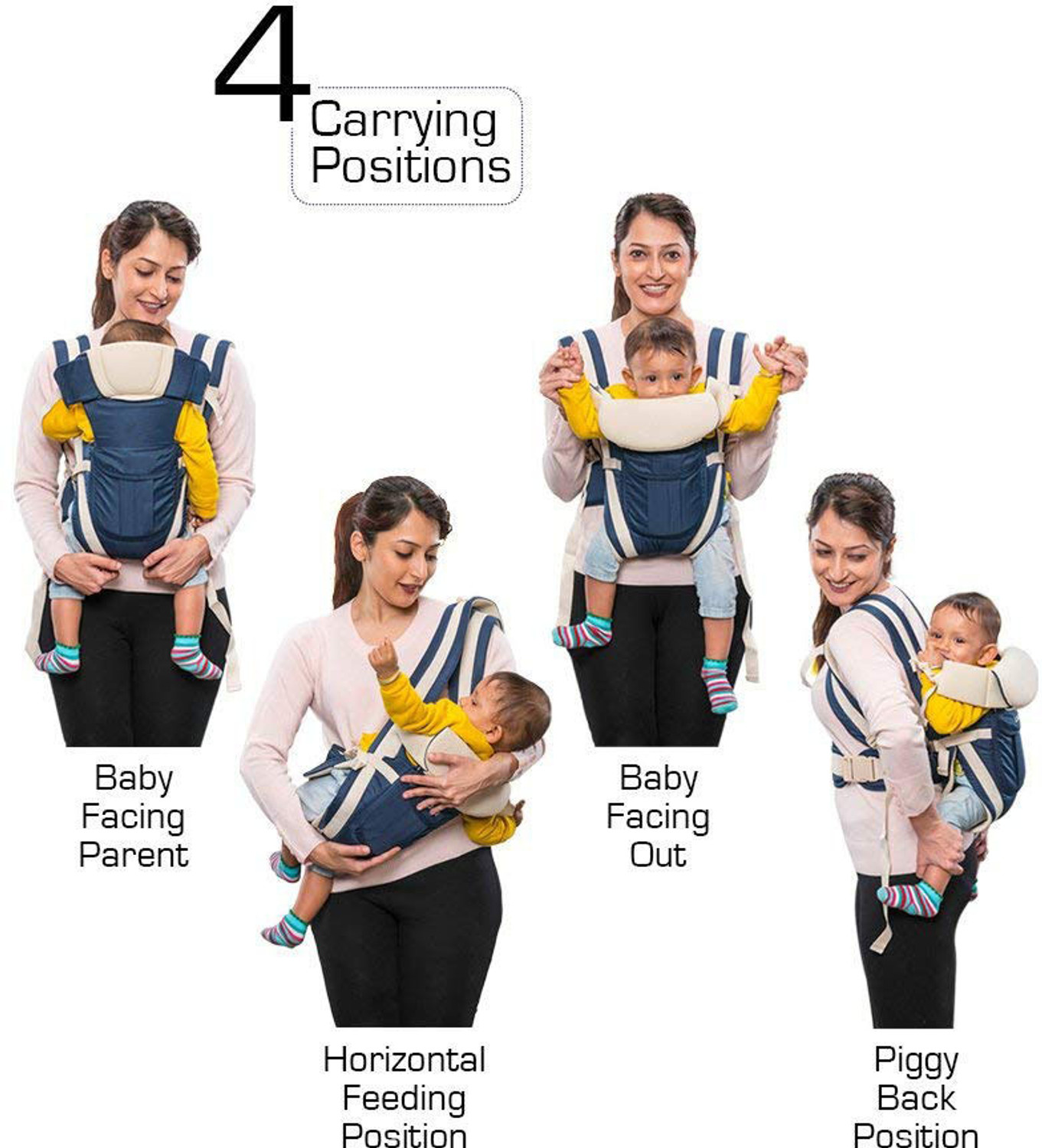 Image of Smily kid Baby Carrier Bag for 0 to 2 Years, 4-in-1 Position, Soft & Comfortable Baby Carrier