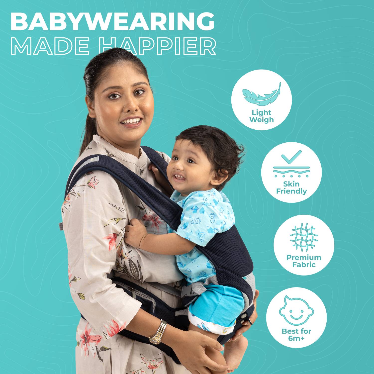 LuvLap Comfy Baby Carrier with Detachable Hip Seat - Image 3