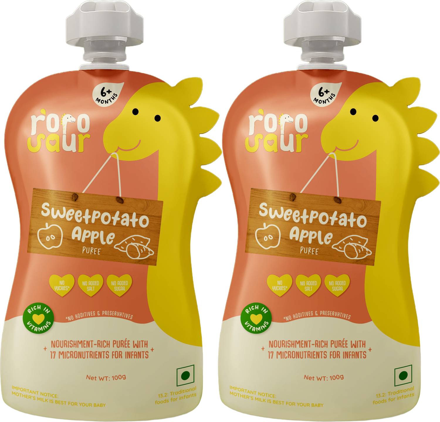 Rorosaur Ready to Eat - Sweet potato & Apple Puree Porridge Cerea