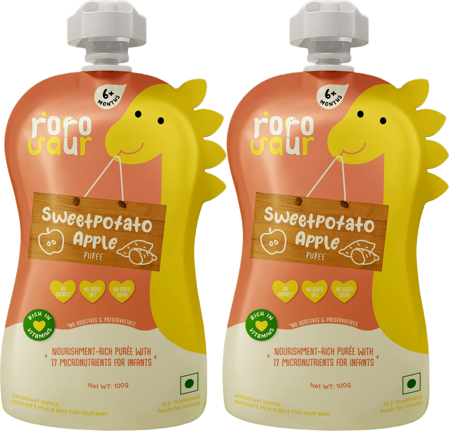 Image of Rorosaur Ready to Eat - Sweet potato & Apple Puree Porridge Cereal