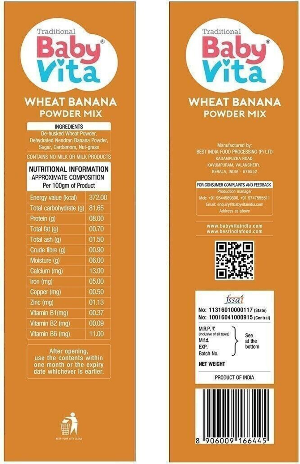 Image of Babyvita Wheat Banana Powder Mix|Wheat|Dehydrated Nendran Banana Cereal