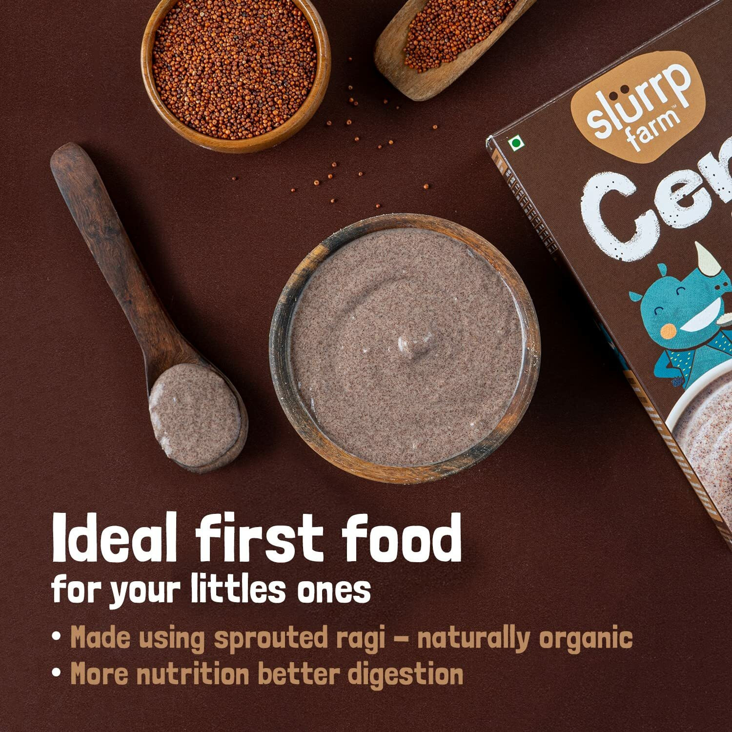 Image of Slurrp Farm Sprouted Ragi Powder, 100% Natural Flour, No Milk, No Added Sugar, No Salt Cereal