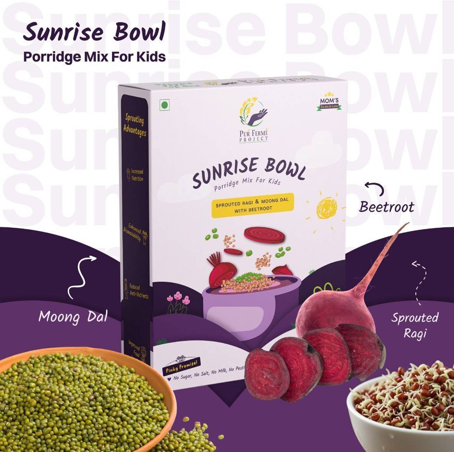 PurFerme Project Sunrise Bowl Sprouted Ragi & Beetroot Porridge M
