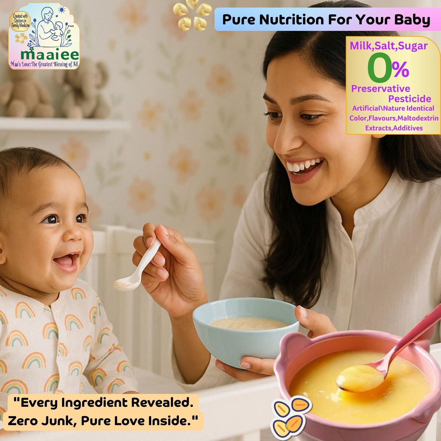 Image of MAAIEE Organic Oats Baby Cereal Rich in Protein & Fibre,No Sugar, Milk No Preservatives Cereal