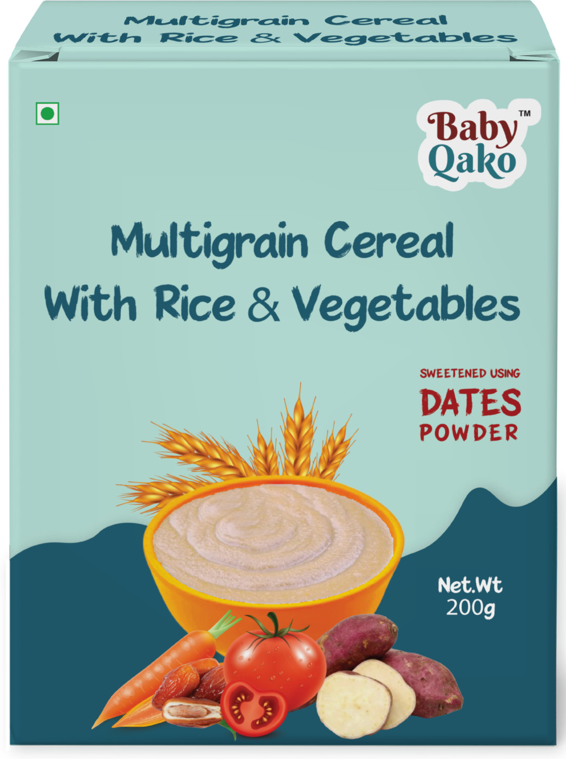 Image of BABY QAKO Multigrain Cereal Rice & Vegetables Porridge Mix | Instant Cereal