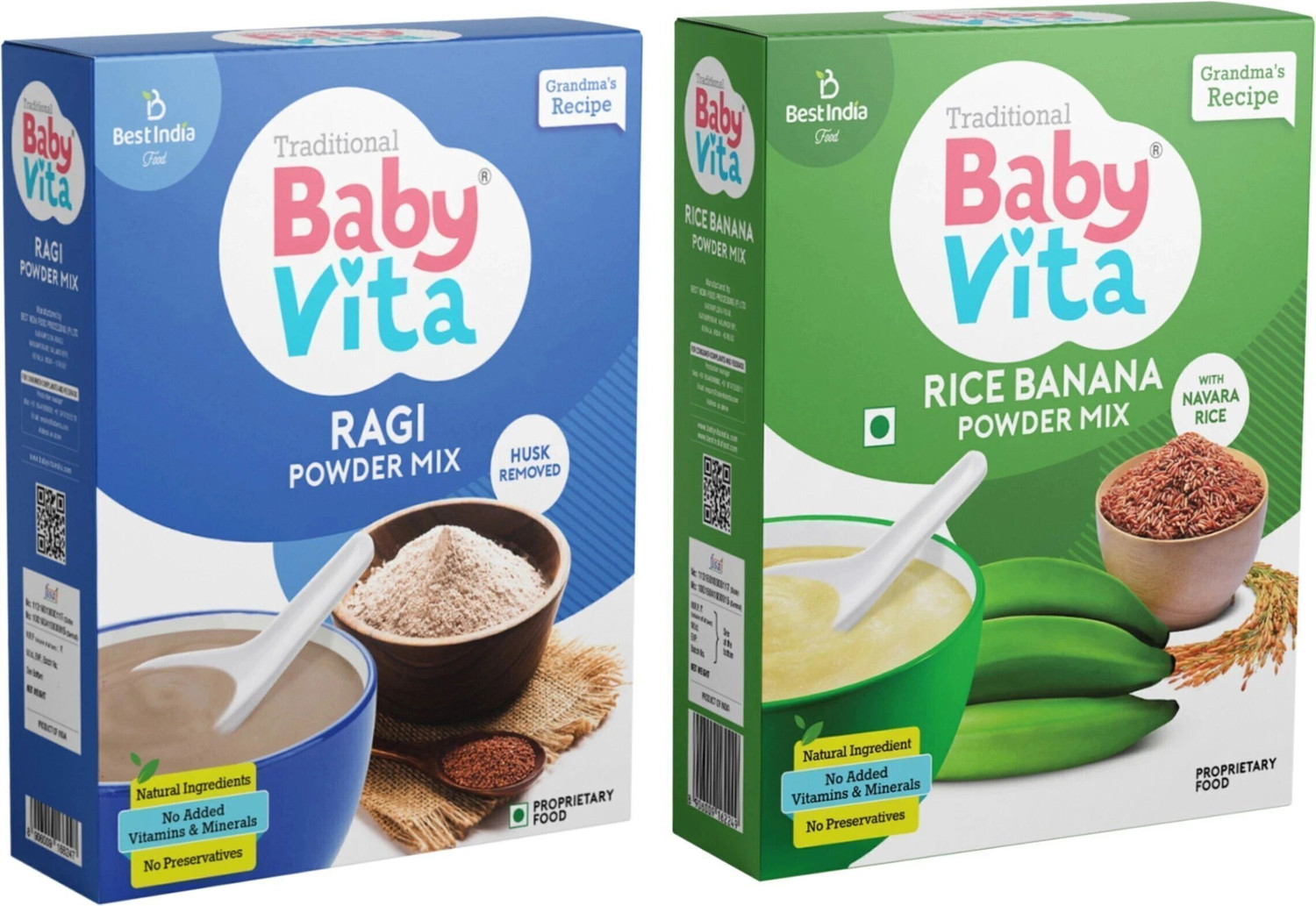 Image of Babyvita Rice Banana & Ragi Powder Mix | No Preservatives, No Added Vitamins & Minerals Cereal